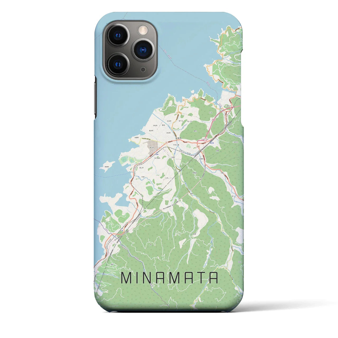 【水俣(熊本県)】地図柄iPhoneケース(バックカバータイプ)
