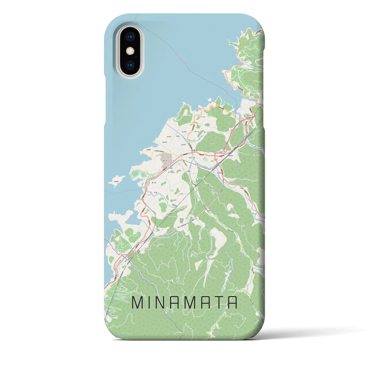 【水俣(熊本県)】地図柄iPhoneケース(バックカバータイプ)