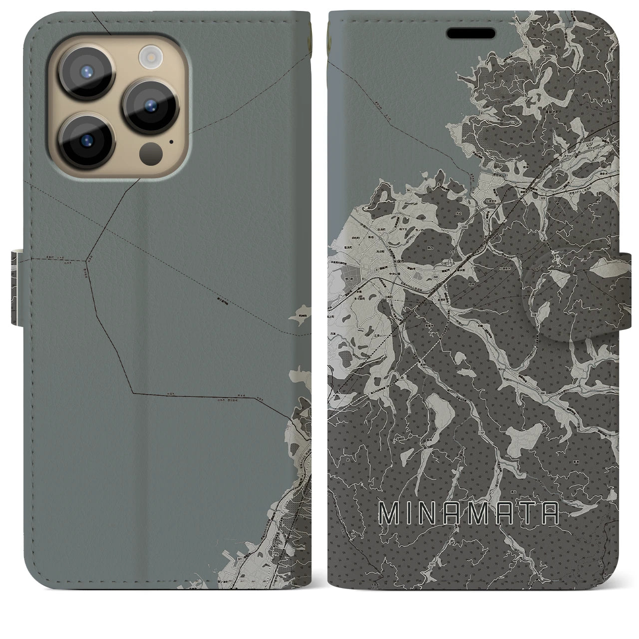 【水俣(熊本県)】地図柄iPhoneケース(手帳タイプ)