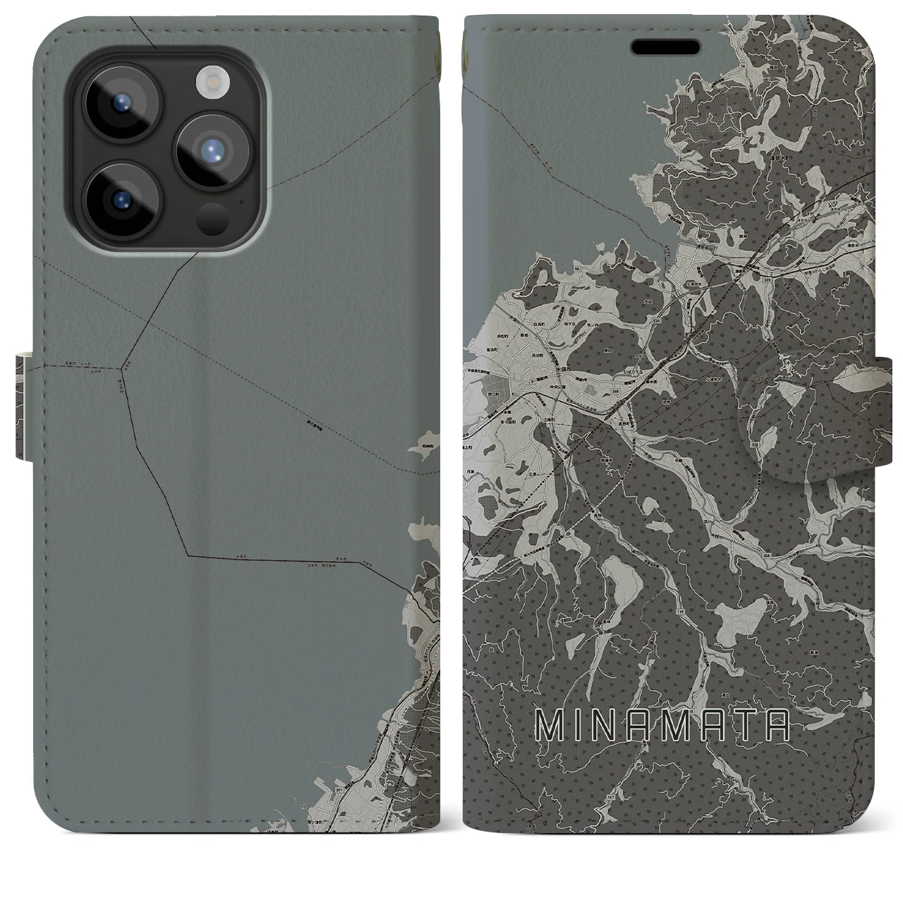 【水俣(熊本県)】地図柄iPhoneケース(手帳タイプ)