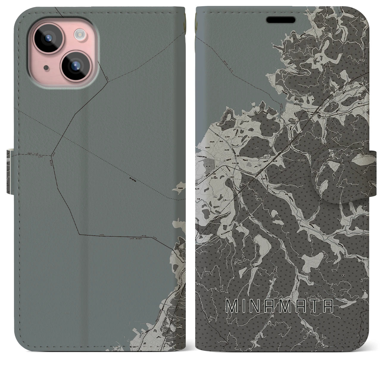 【水俣(熊本県)】地図柄iPhoneケース(手帳タイプ)