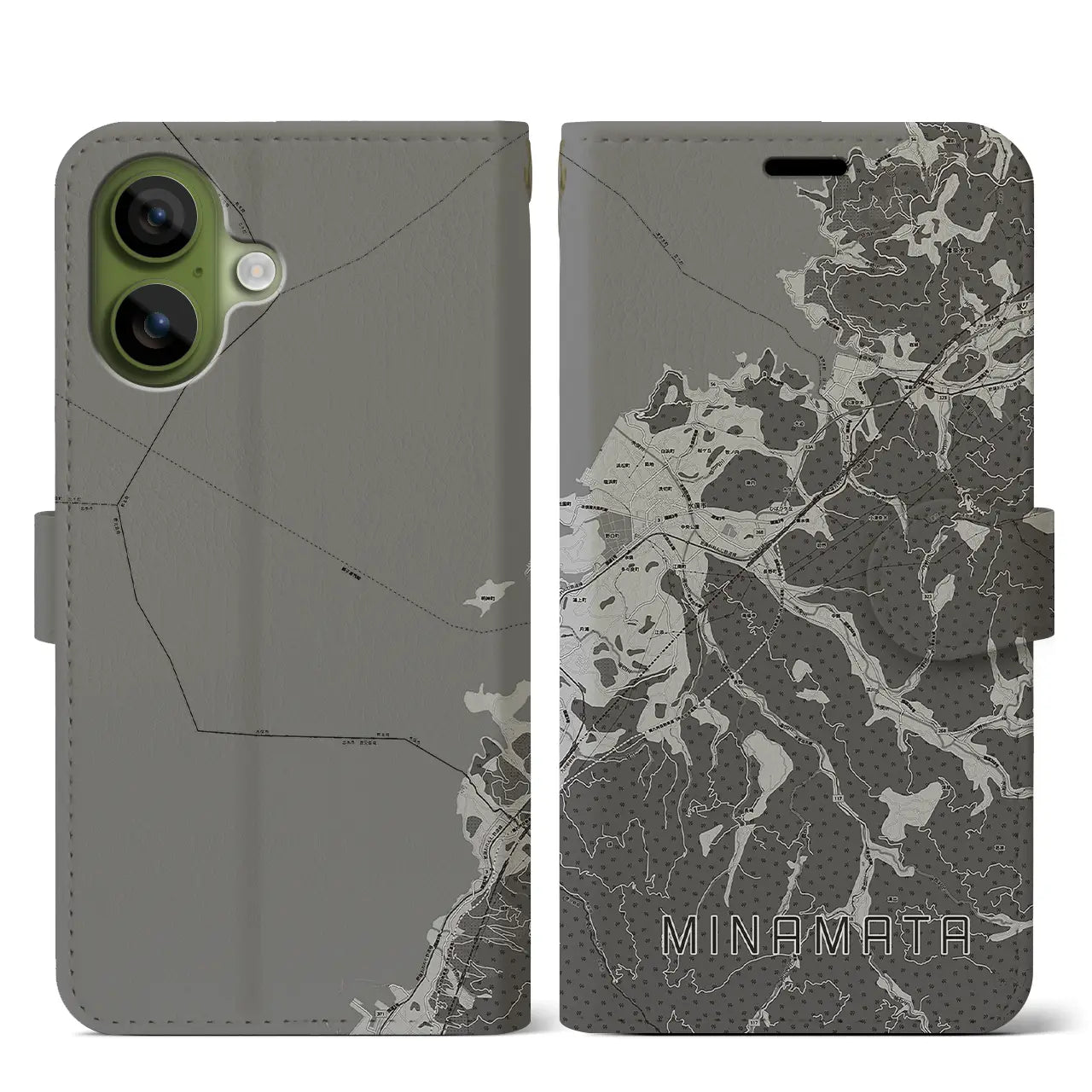 【水俣(熊本県)】地図柄iPhoneケース(手帳タイプ)