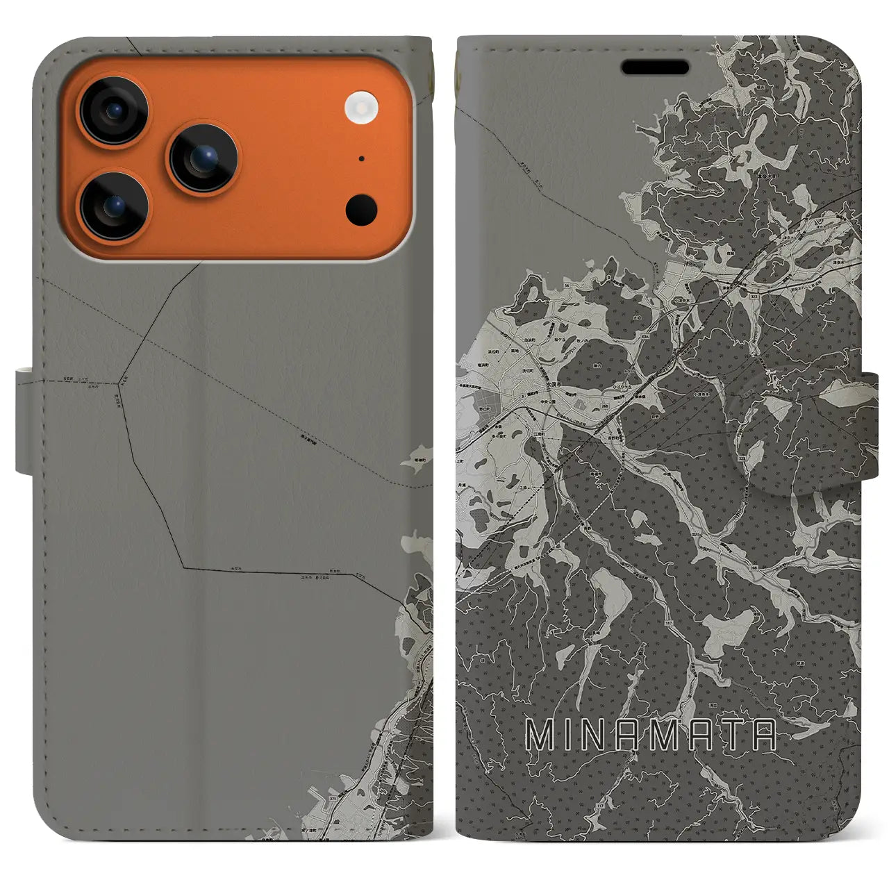 【水俣(熊本県)】地図柄iPhoneケース(手帳タイプ)