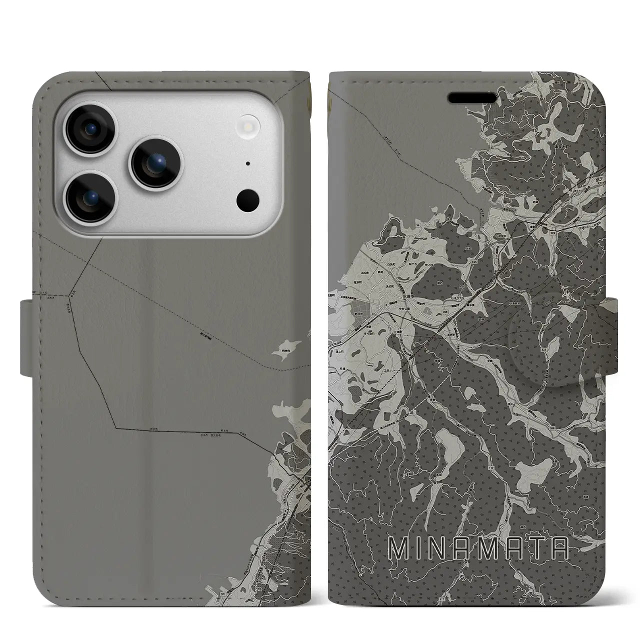 【水俣(熊本県)】地図柄iPhoneケース(手帳タイプ)