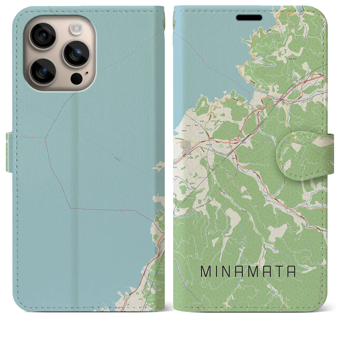 【水俣(熊本県)】地図柄iPhoneケース(手帳タイプ)