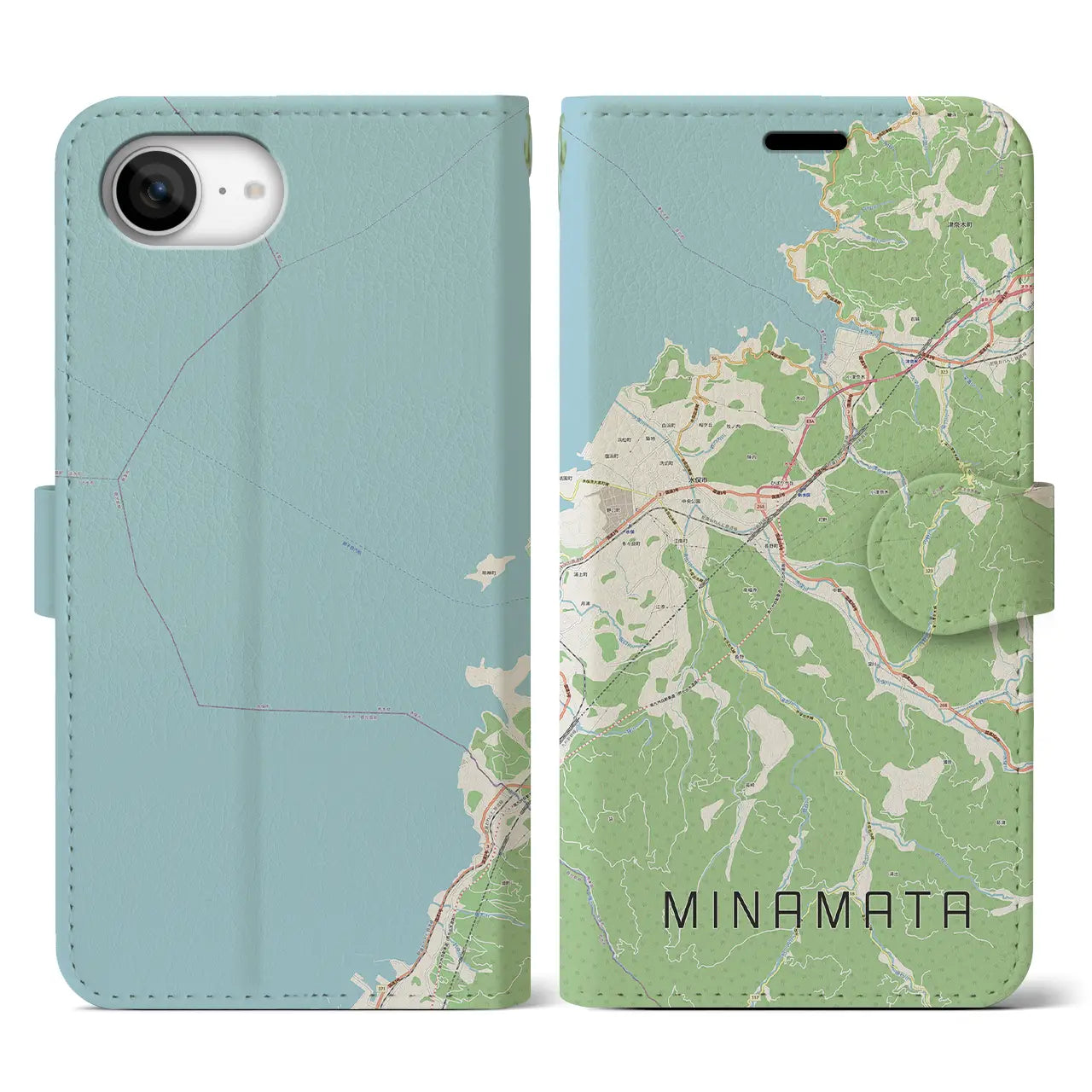 【水俣(熊本県)】地図柄iPhoneケース(手帳タイプ)