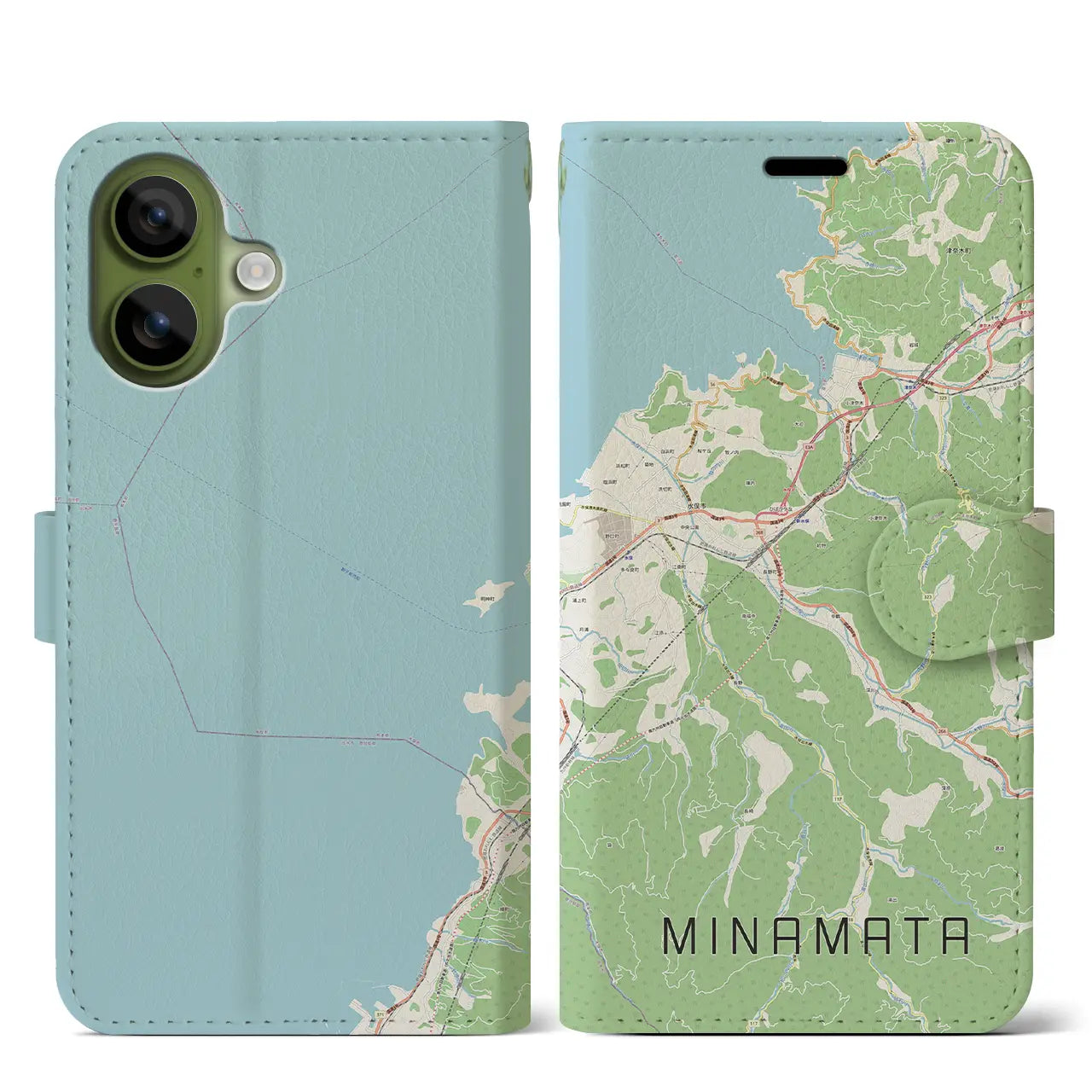 【水俣(熊本県)】地図柄iPhoneケース(手帳タイプ)