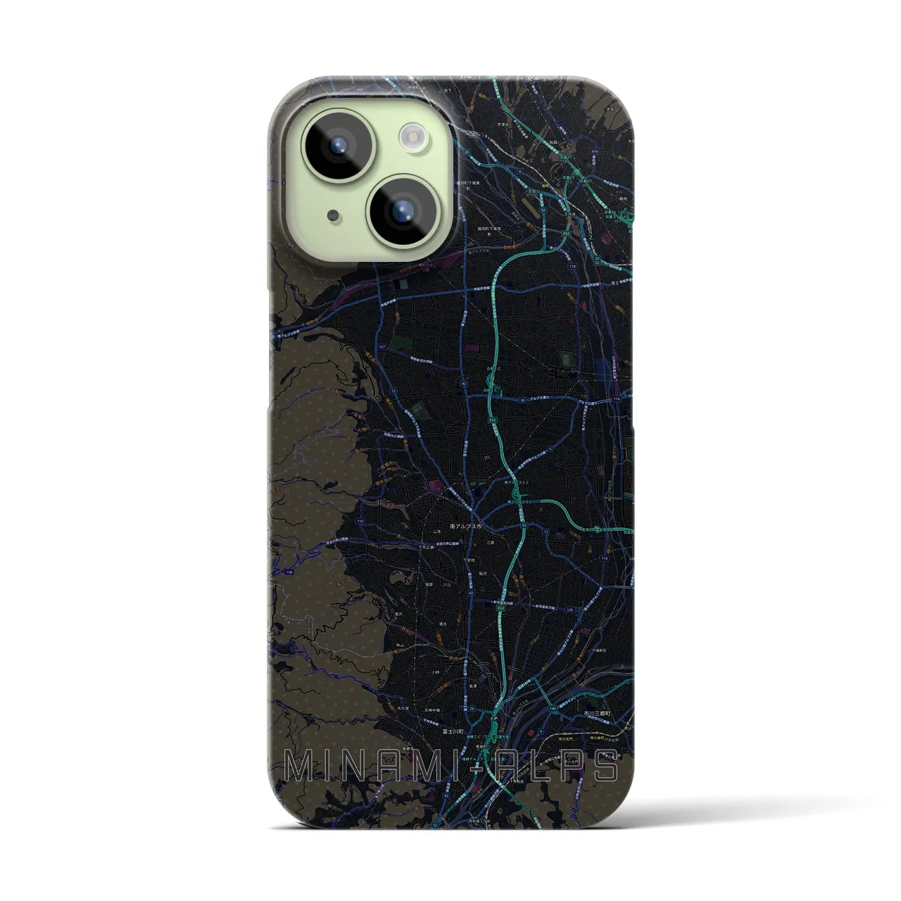 【南アルプス(山梨県)】地図柄iPhoneケース(バックカバータイプ)