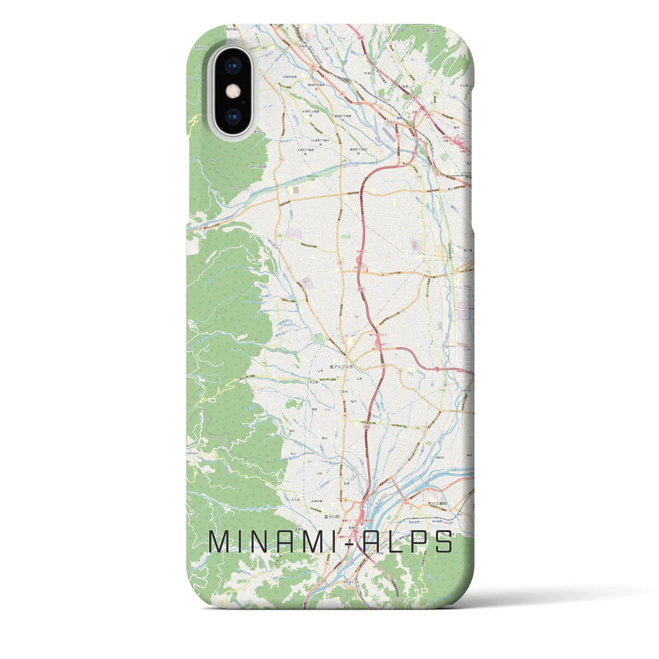 【南アルプス(山梨県)】地図柄iPhoneケース(バックカバータイプ)