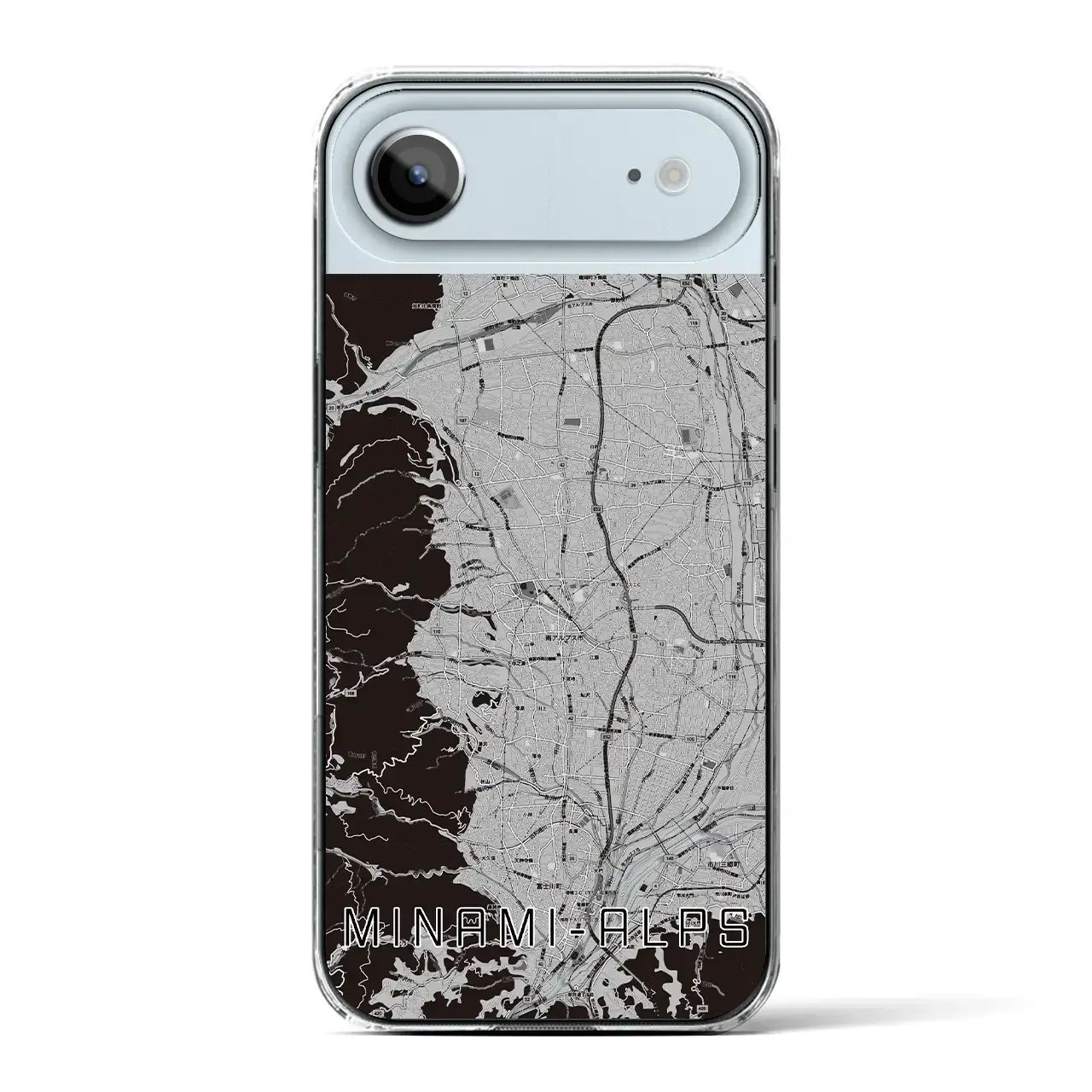 【南アルプス(山梨県)】地図柄iPhoneケース(クリアタイプ)モノトーン・iPhone 17 Pro Max 用