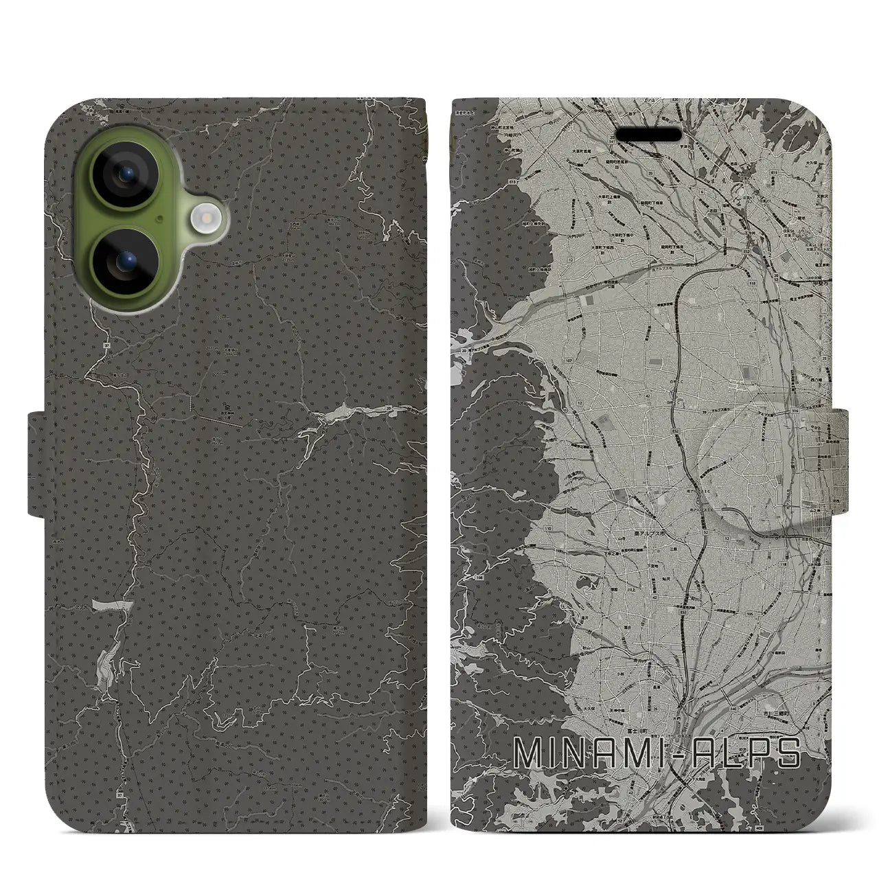 【南アルプス(山梨県)】地図柄iPhoneケース(手帳タイプ)