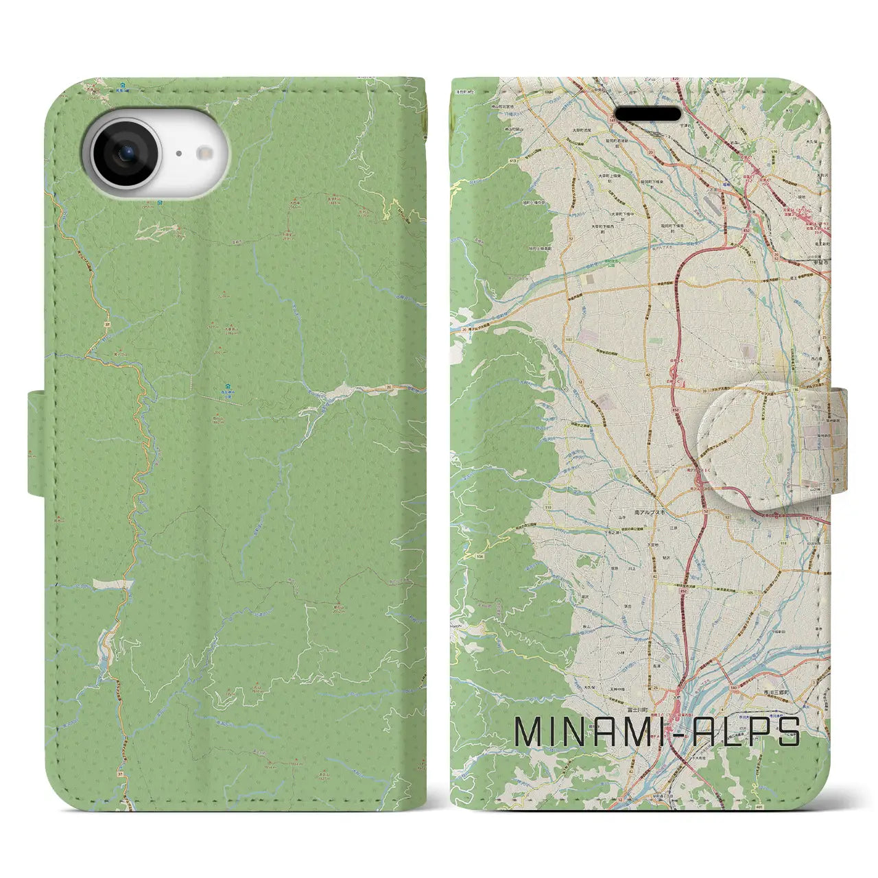 【南アルプス(山梨県)】地図柄iPhoneケース(手帳タイプ)