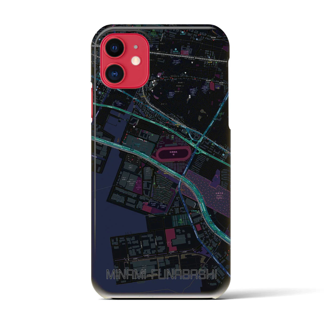 【南船橋(千葉県)】地図柄iPhoneケース(バックカバータイプ)