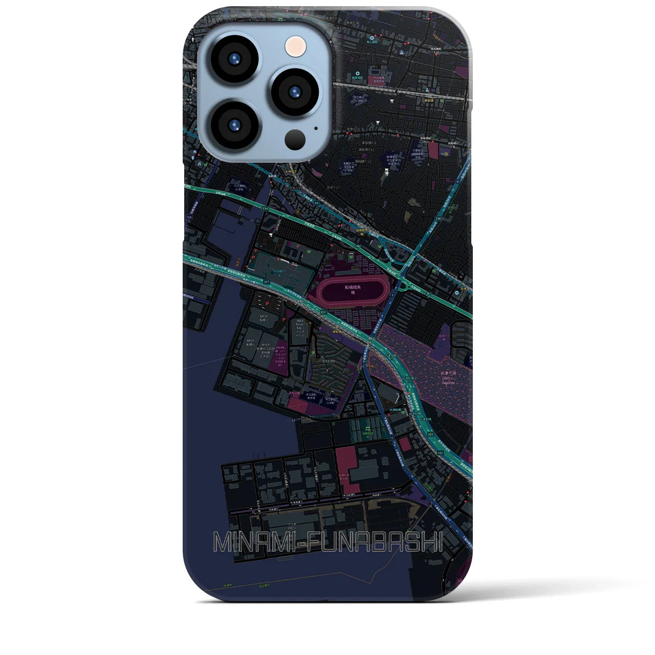 【南船橋(千葉県)】地図柄iPhoneケース(バックカバータイプ)