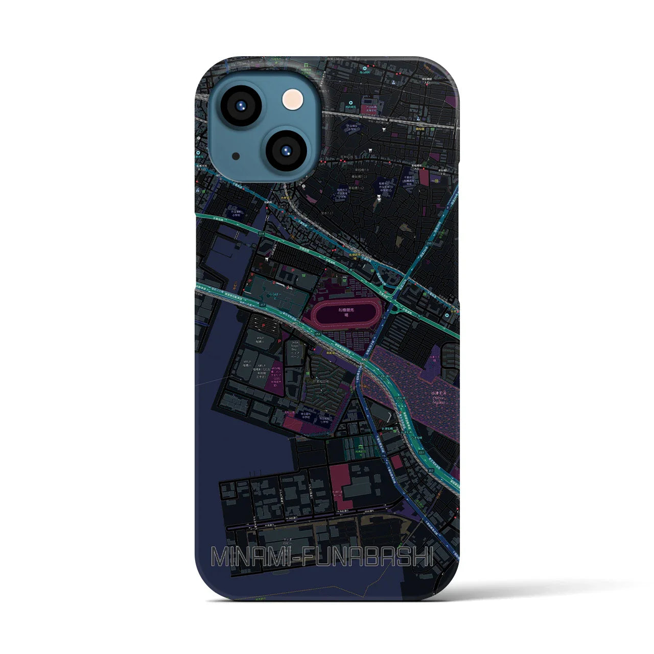 【南船橋(千葉県)】地図柄iPhoneケース(バックカバータイプ)