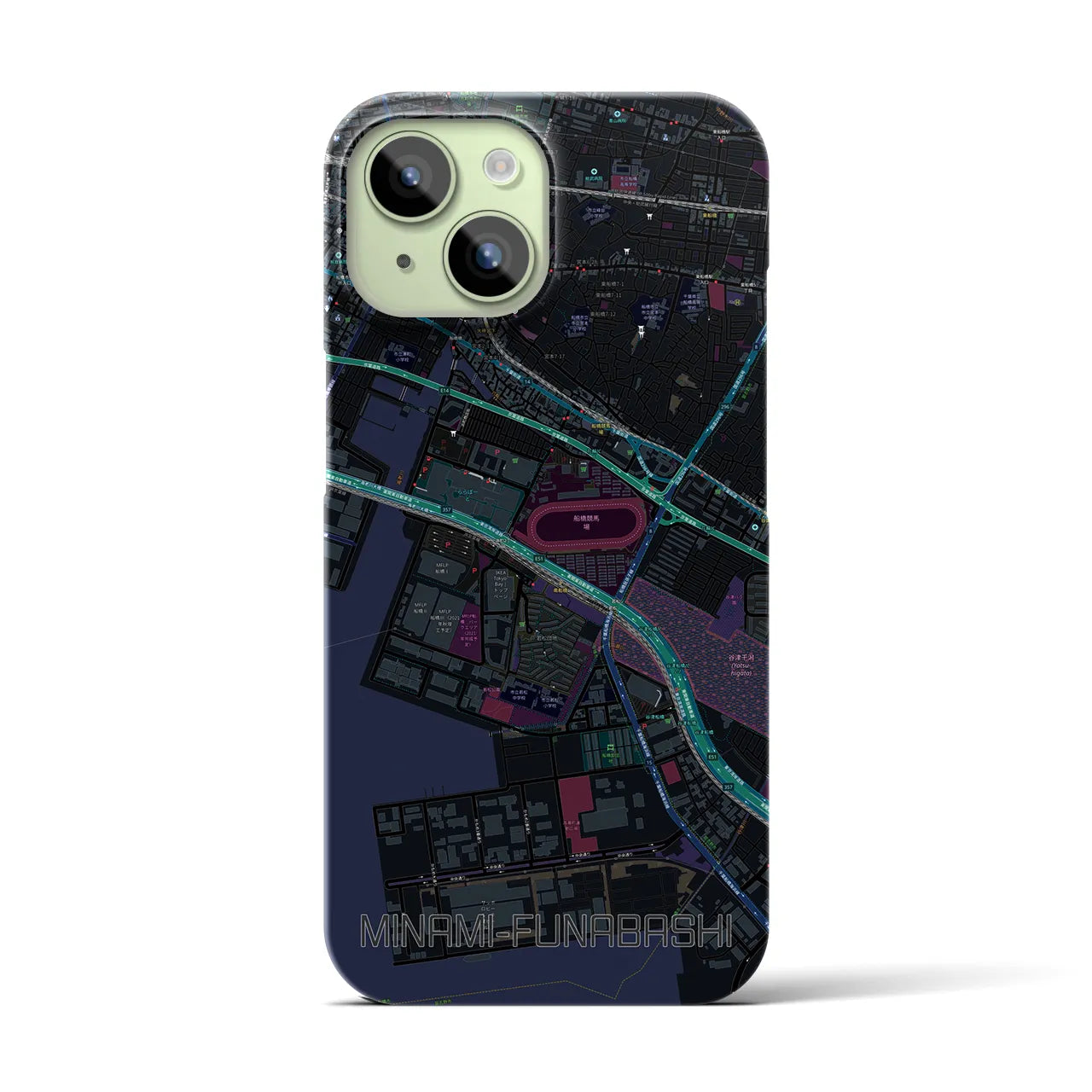 【南船橋(千葉県)】地図柄iPhoneケース(バックカバータイプ)