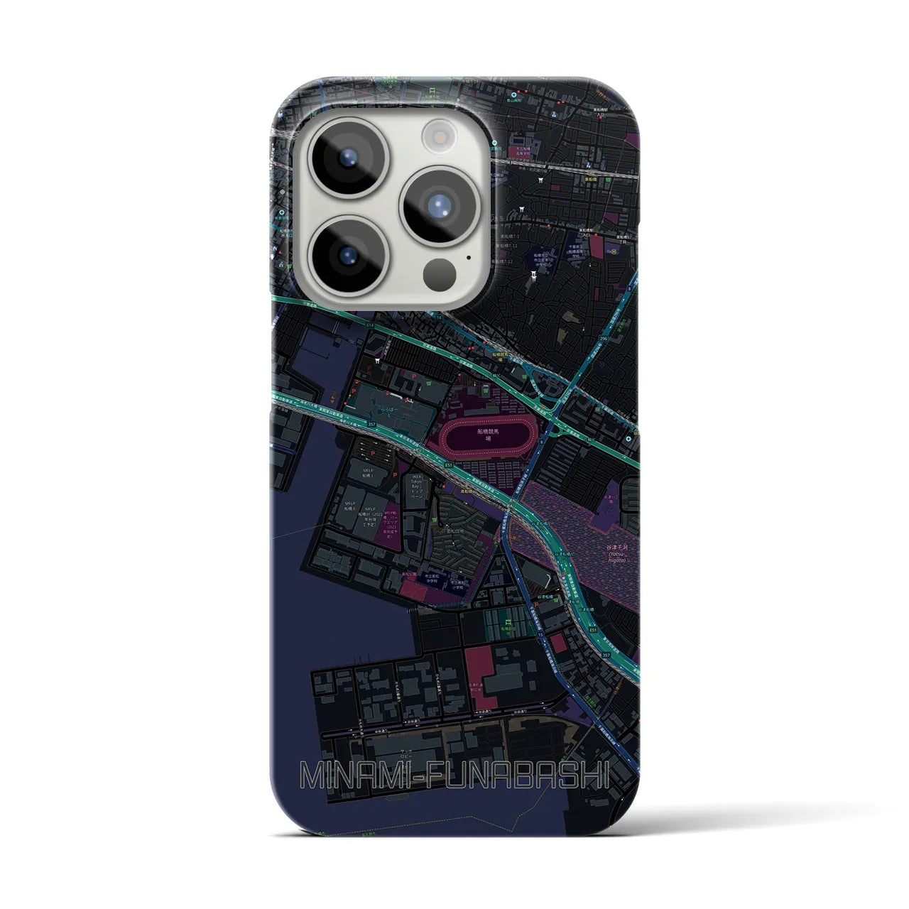 【南船橋(千葉県)】地図柄iPhoneケース(バックカバータイプ)