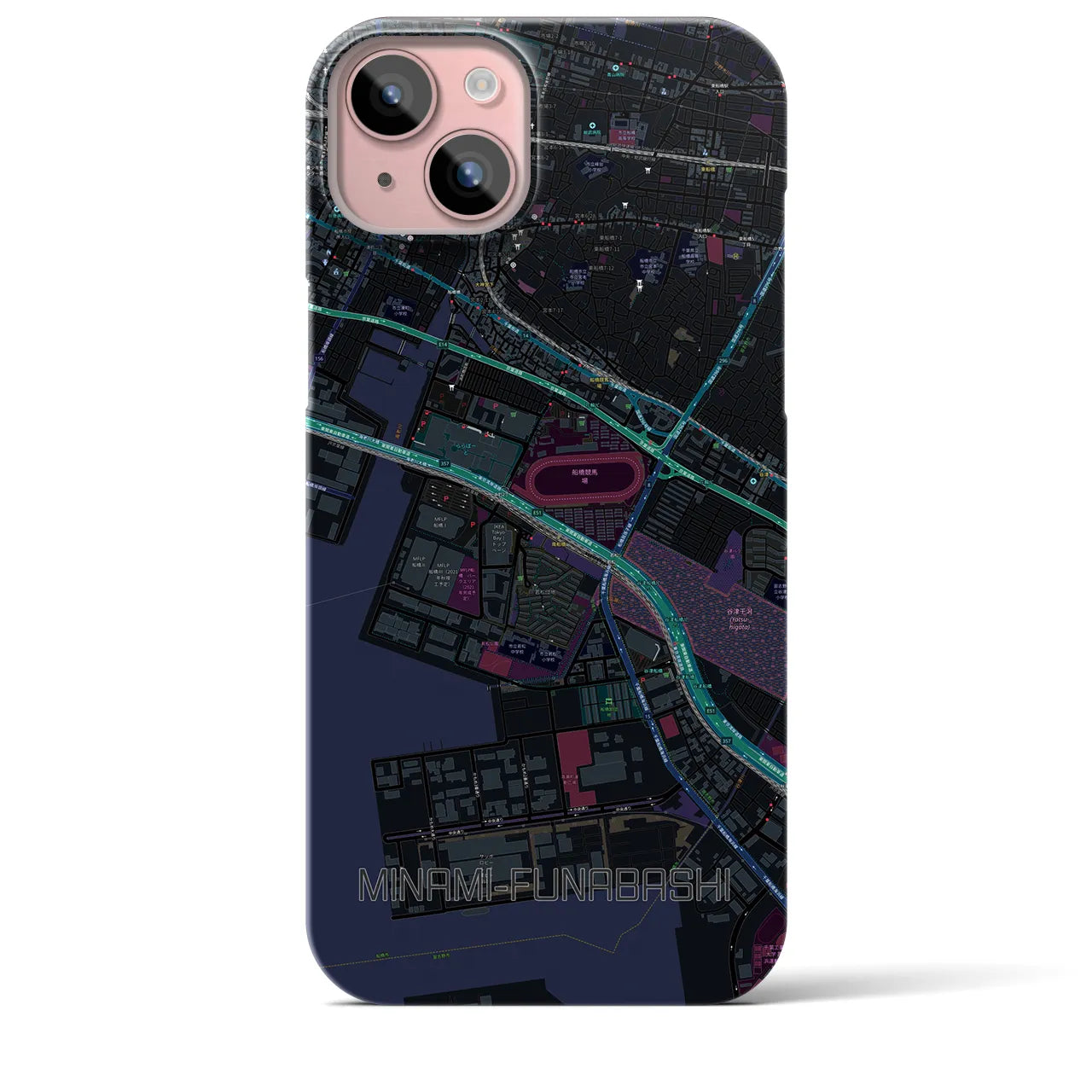 【南船橋(千葉県)】地図柄iPhoneケース(バックカバータイプ)