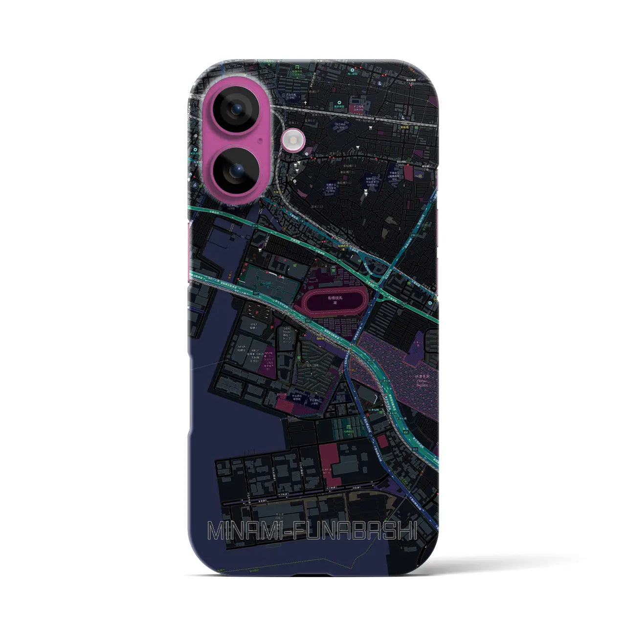 【南船橋(千葉県)】地図柄iPhoneケース(バックカバータイプ)