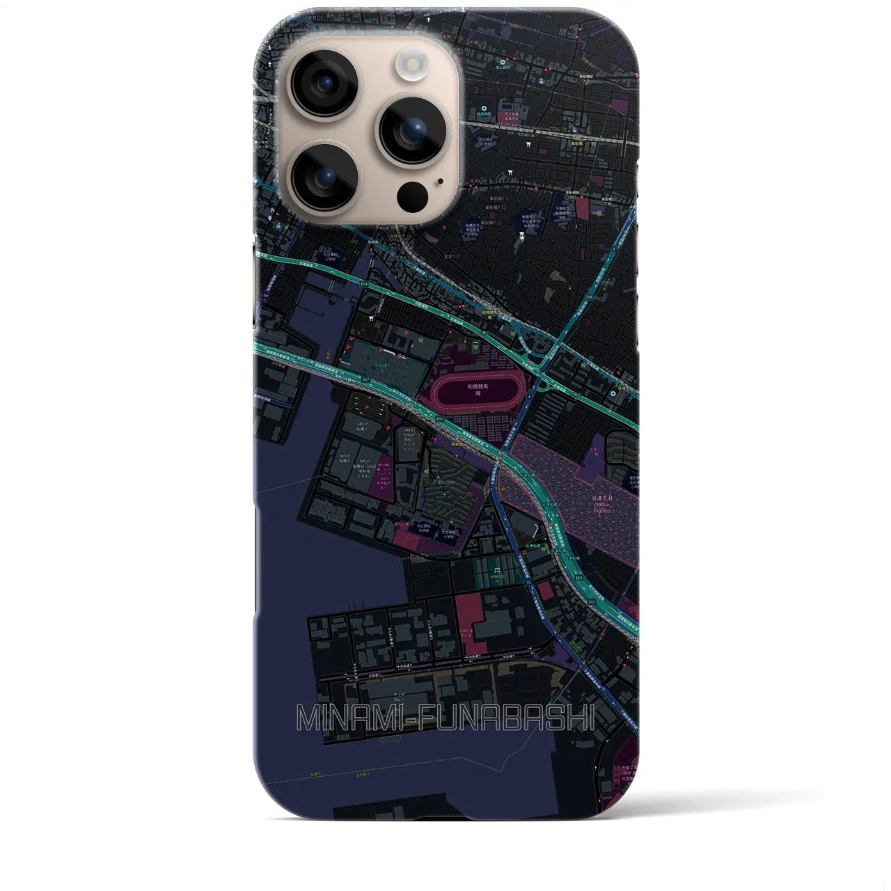 【南船橋(千葉県)】地図柄iPhoneケース(バックカバータイプ)