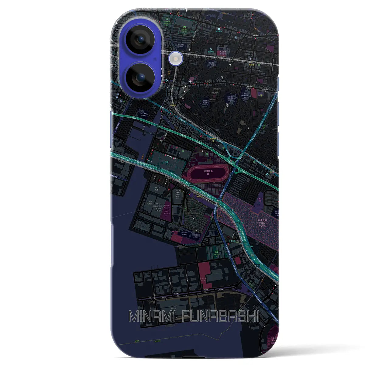 【南船橋(千葉県)】地図柄iPhoneケース(バックカバータイプ)