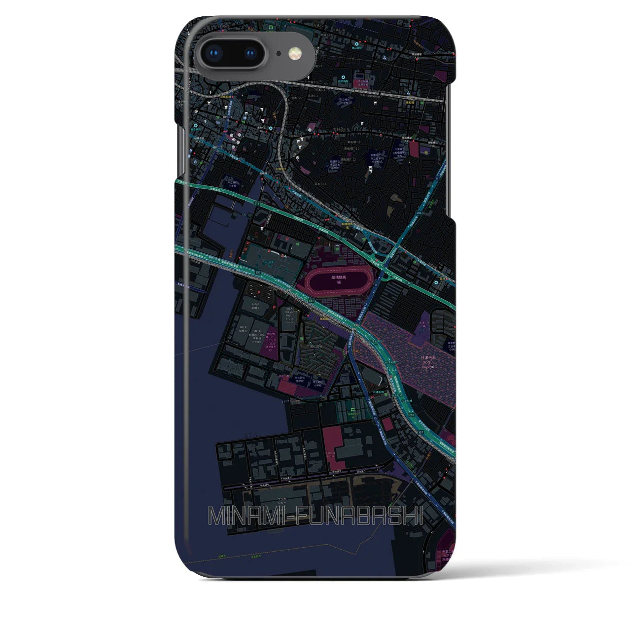 【南船橋(千葉県)】地図柄iPhoneケース(バックカバータイプ)