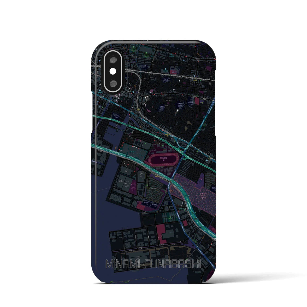 【南船橋(千葉県)】地図柄iPhoneケース(バックカバータイプ)