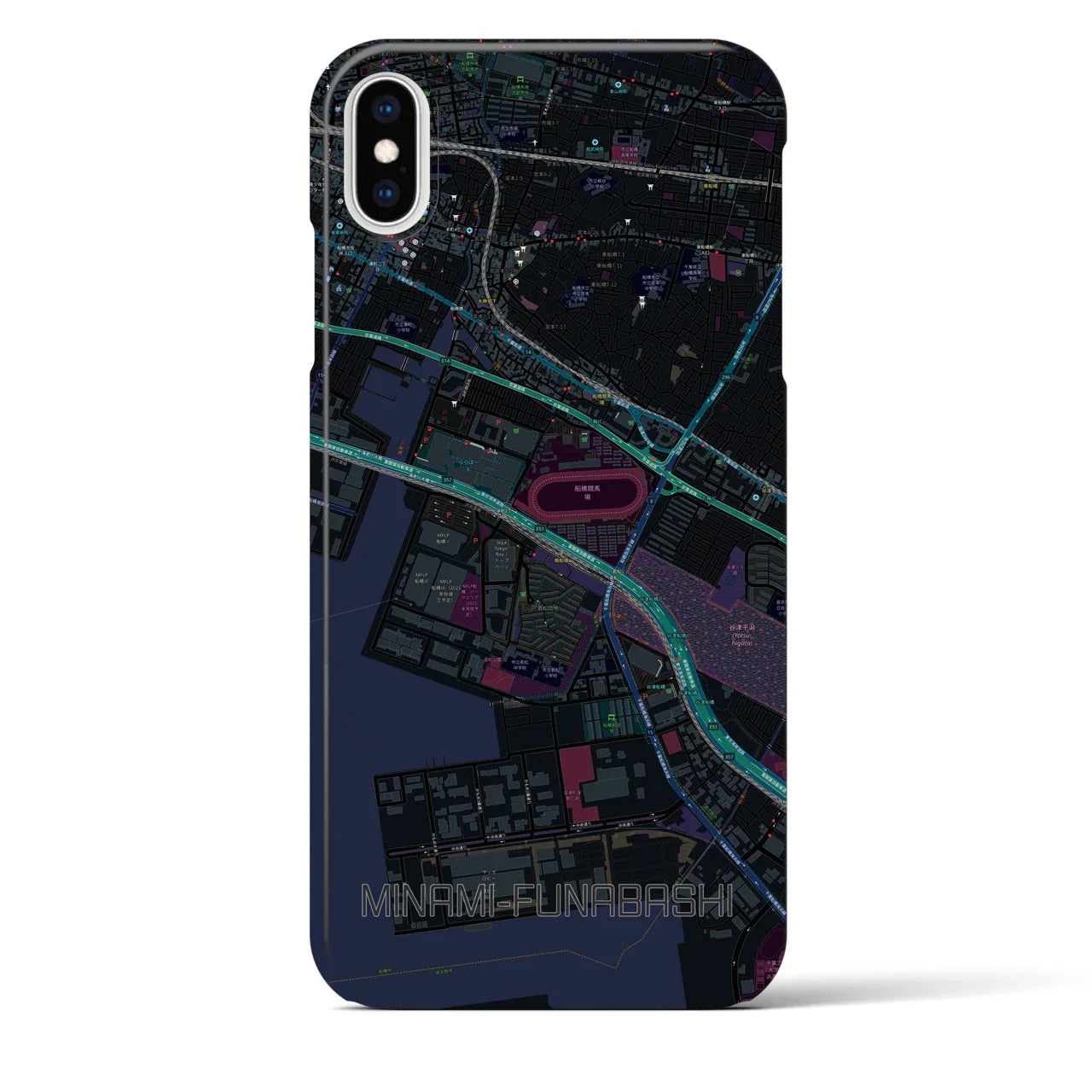 【南船橋(千葉県)】地図柄iPhoneケース(バックカバータイプ)