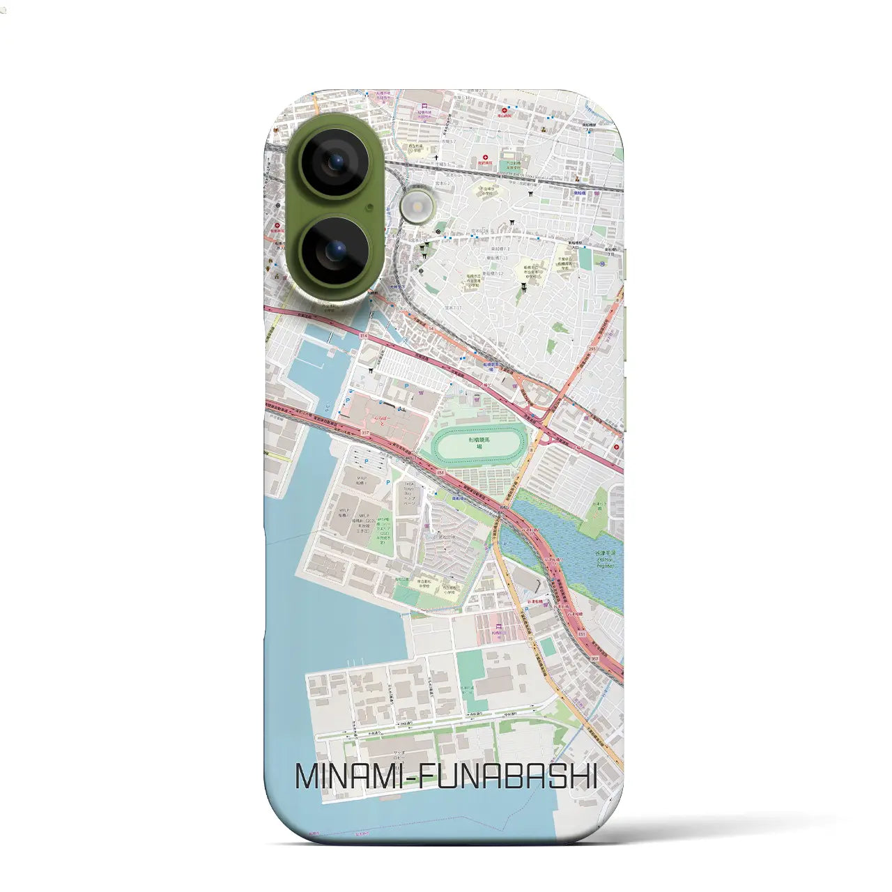 【南船橋(千葉県)】地図柄iPhoneケース(バックカバータイプ)