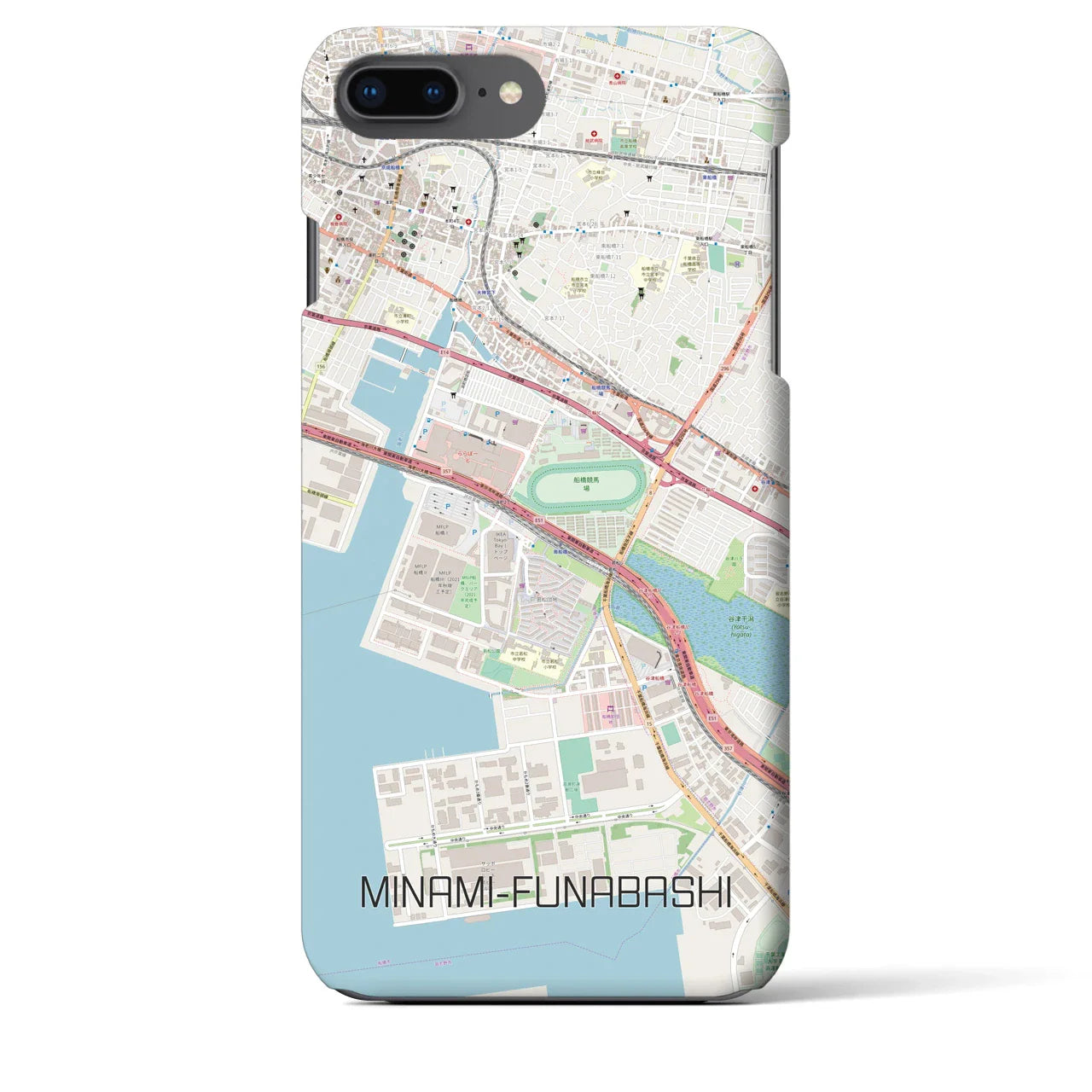 【南船橋(千葉県)】地図柄iPhoneケース(バックカバータイプ)