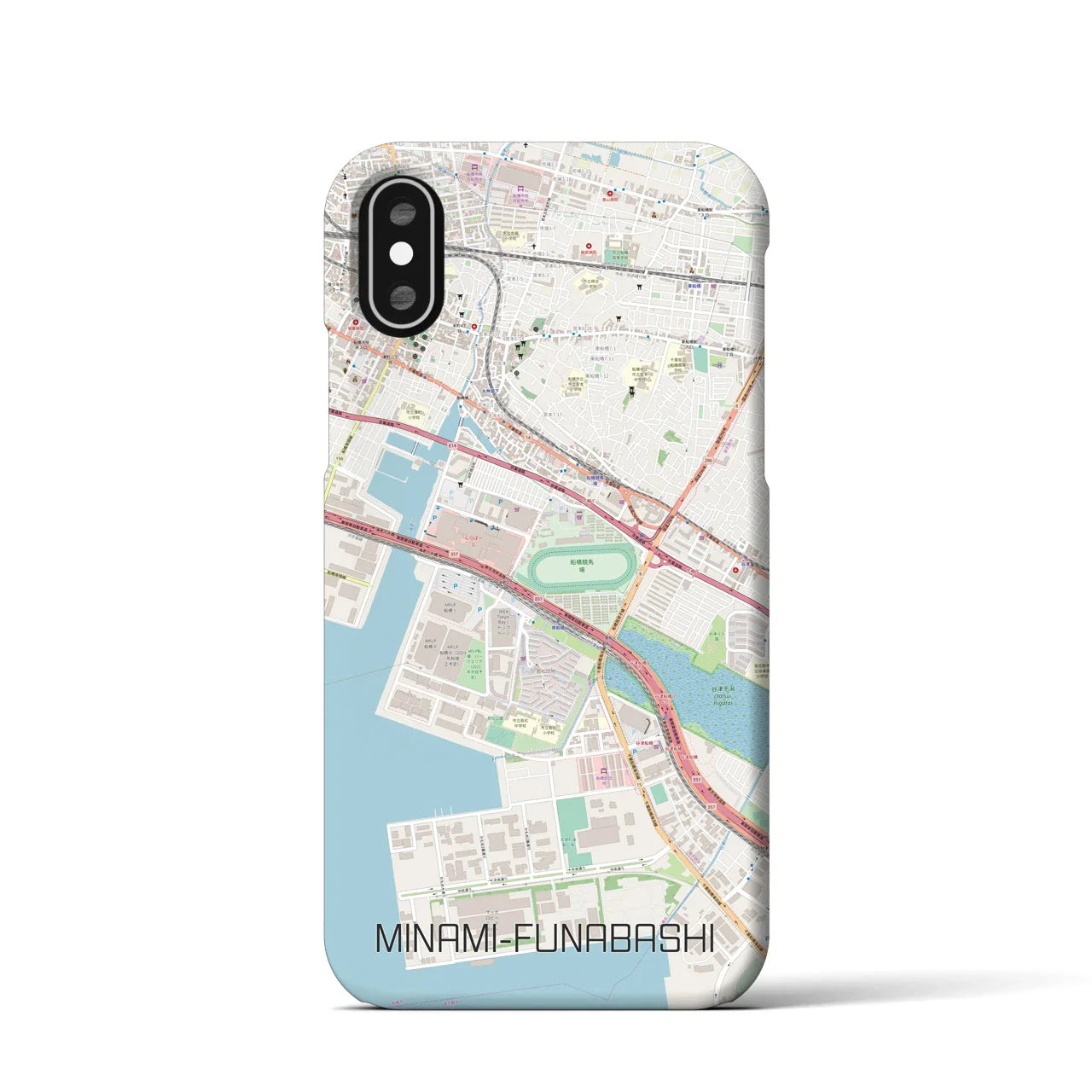 【南船橋(千葉県)】地図柄iPhoneケース(バックカバータイプ)