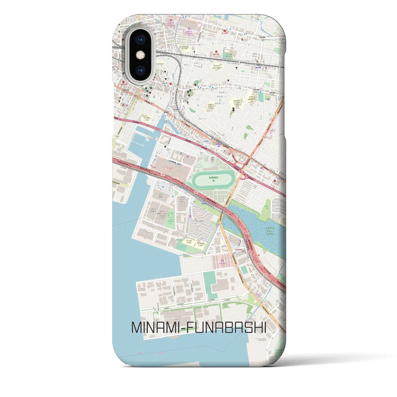 【南船橋(千葉県)】地図柄iPhoneケース(バックカバータイプ)