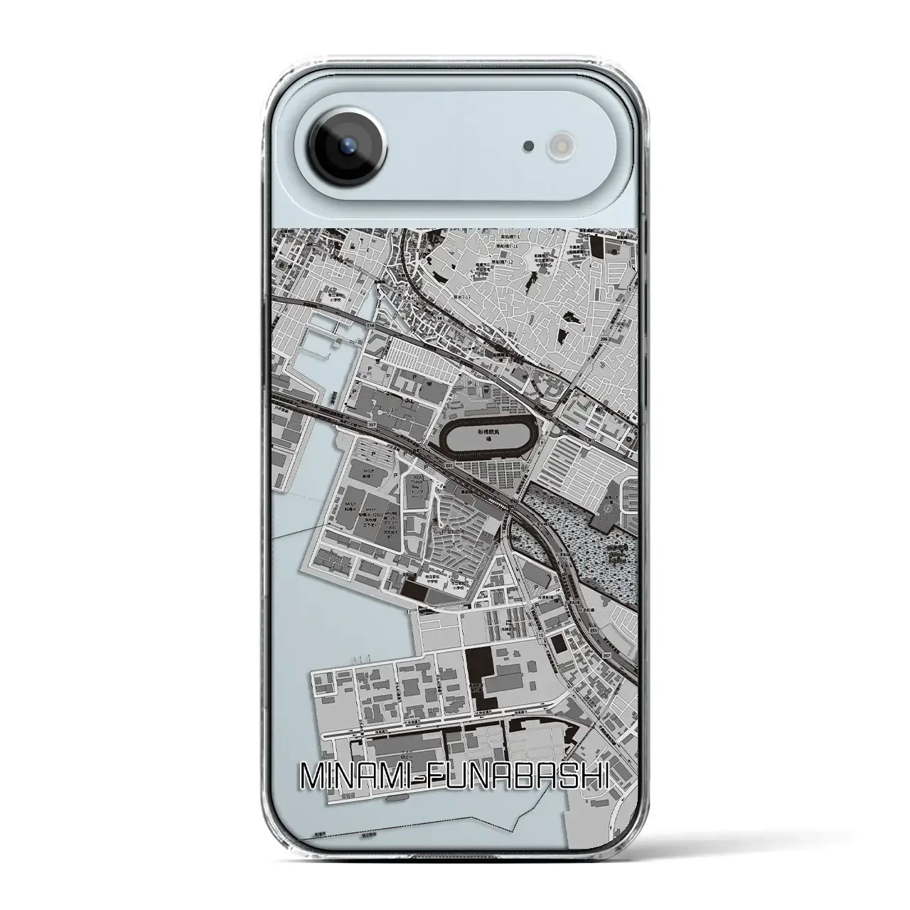 【南船橋(千葉県)】地図柄iPhoneケース(クリアタイプ)モノトーン・iPhone 17 Pro Max 用