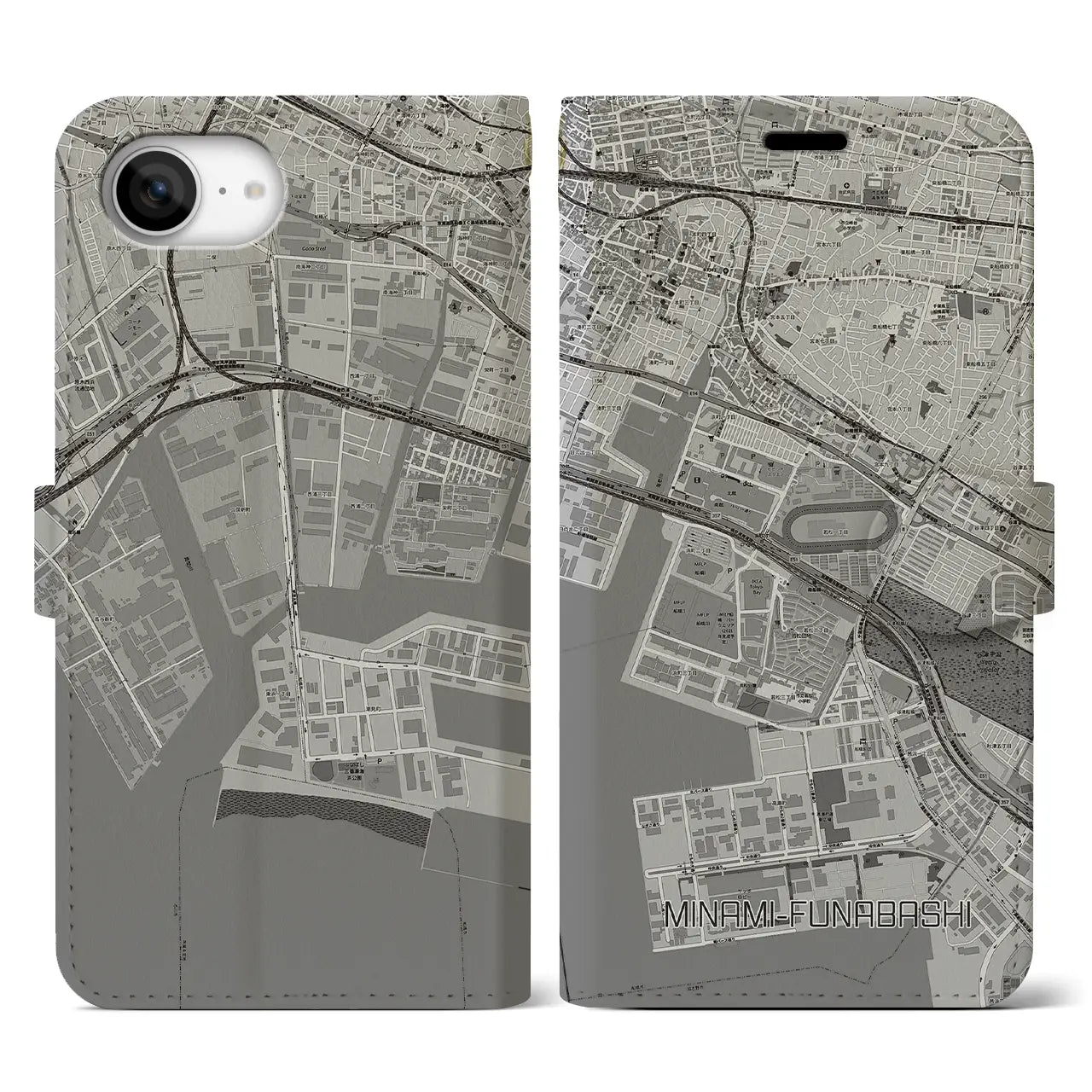 【南船橋(千葉県)】地図柄iPhoneケース(手帳タイプ)