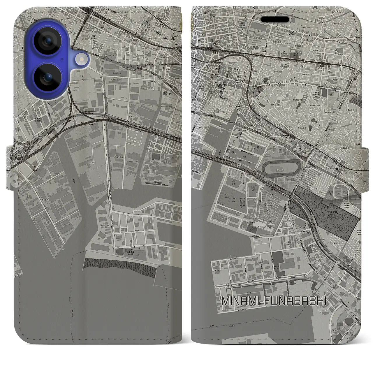 【南船橋(千葉県)】地図柄iPhoneケース(手帳タイプ)