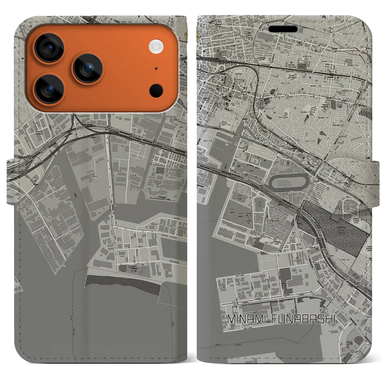 【南船橋(千葉県)】地図柄iPhoneケース(手帳タイプ)