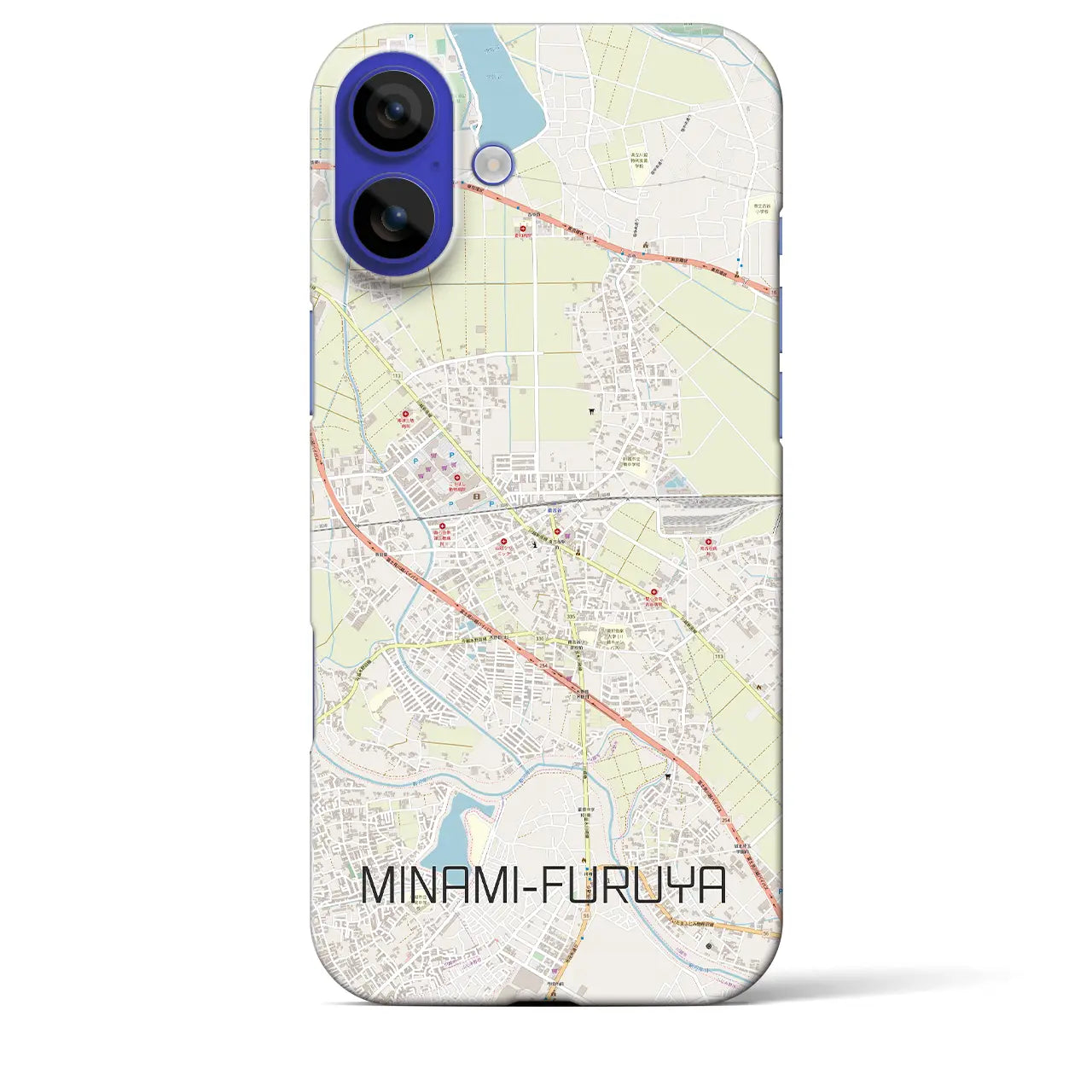 【南古谷(埼玉県)】地図柄iPhoneケース(バックカバータイプ)ナチュラル・iPhone 16 Pro Max 用