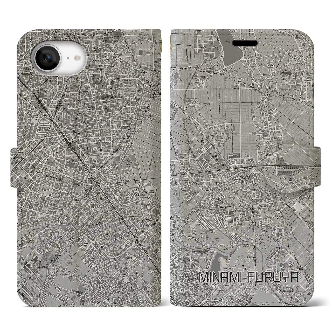 【南古谷(埼玉県)】地図柄iPhoneケース(手帳タイプ)