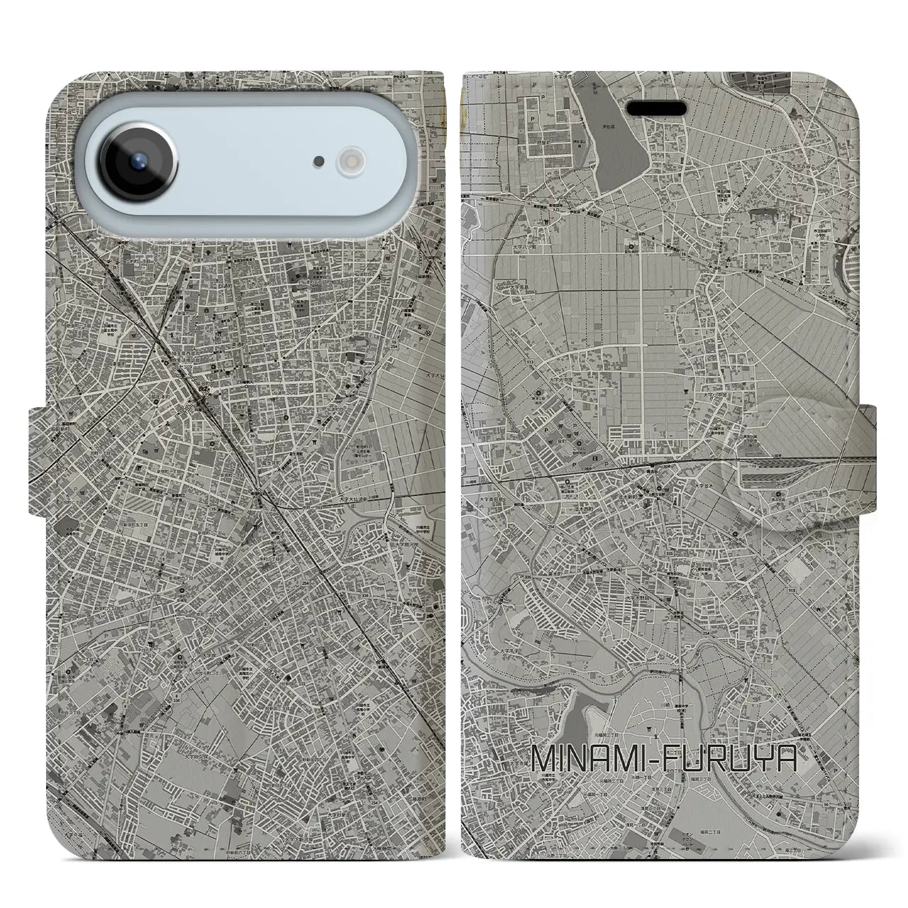 【南古谷(埼玉県)】地図柄iPhoneケース(手帳タイプ)