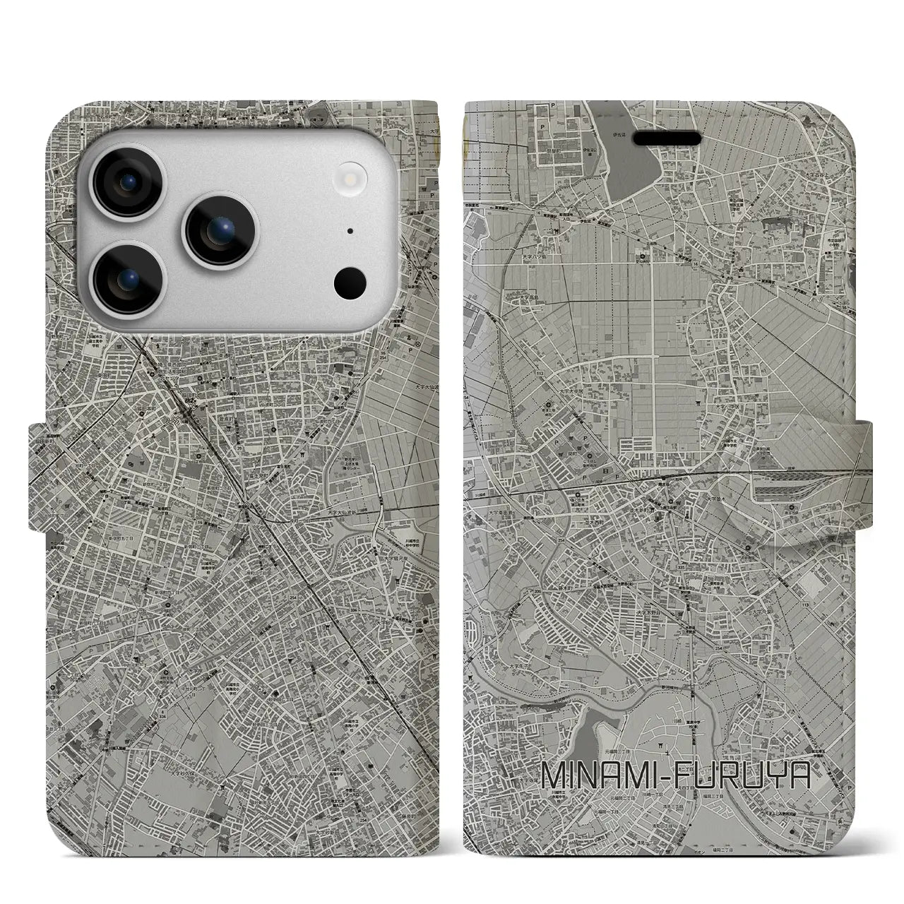 【南古谷(埼玉県)】地図柄iPhoneケース(手帳タイプ)