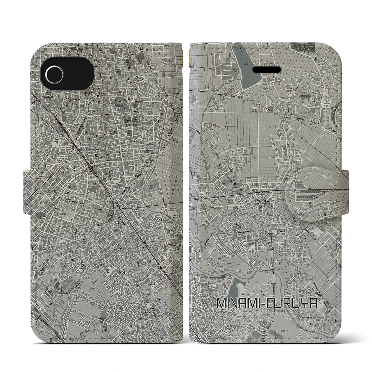 【南古谷(埼玉県)】地図柄iPhoneケース(手帳タイプ)