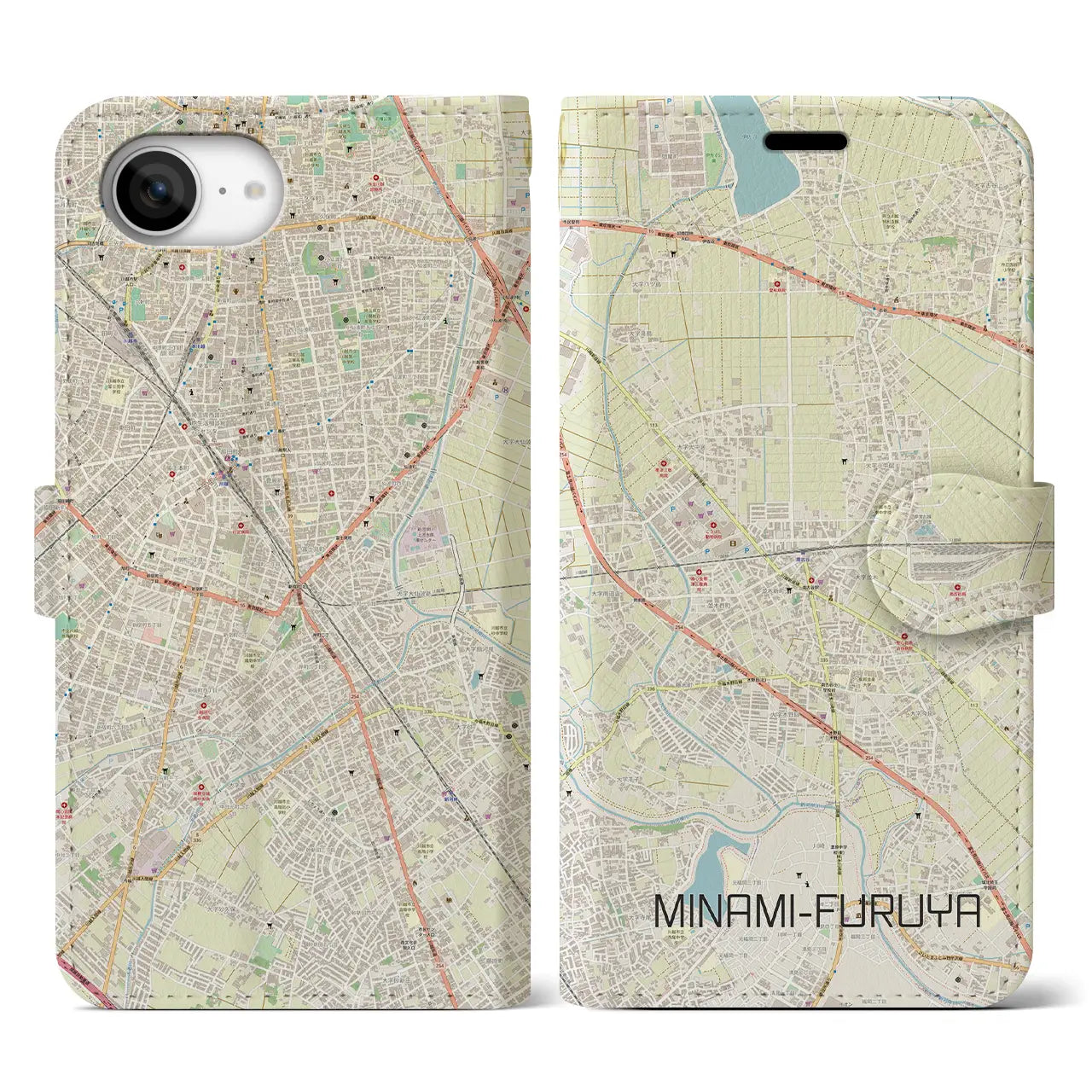 【南古谷(埼玉県)】地図柄iPhoneケース(手帳タイプ)