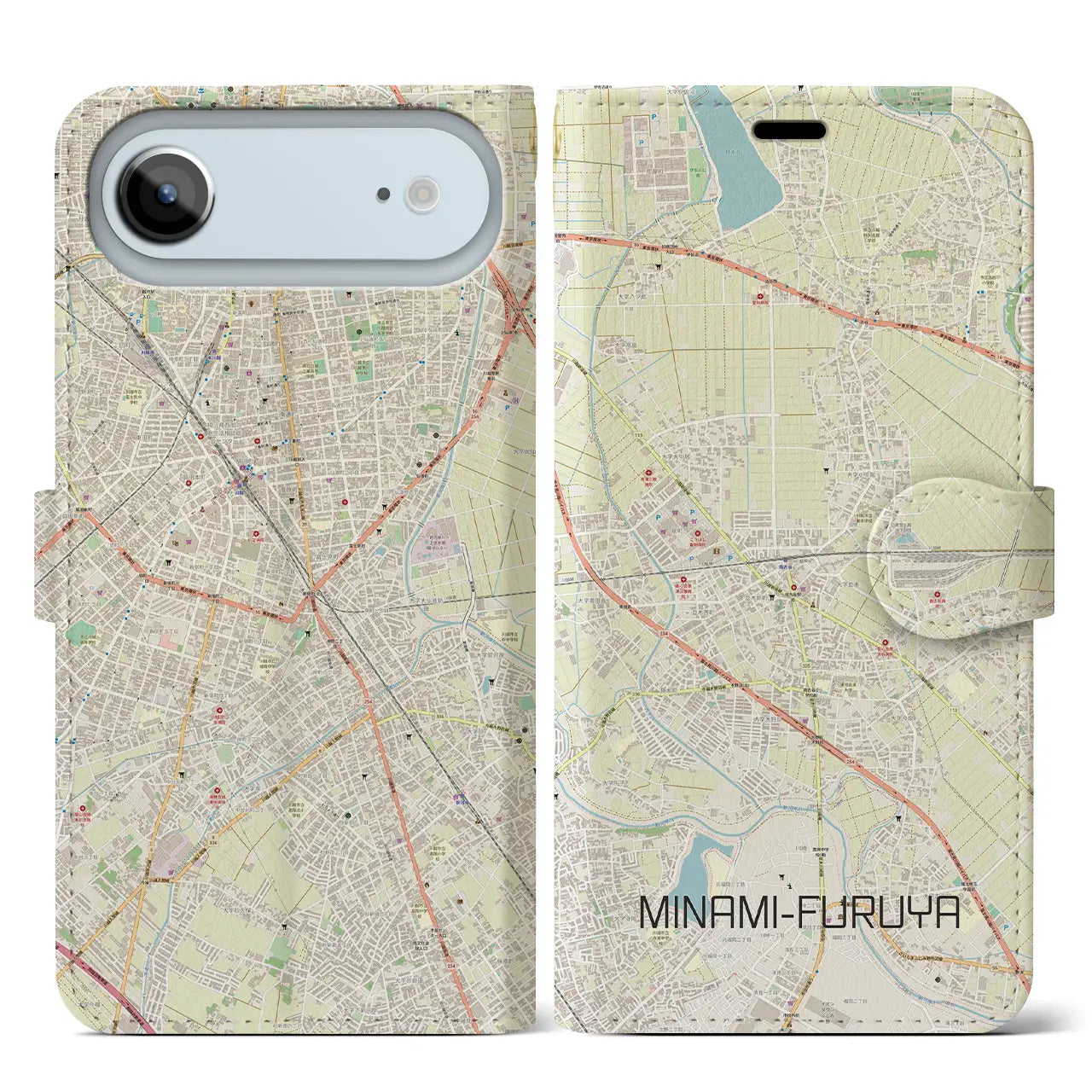 【南古谷(埼玉県)】地図柄iPhoneケース(手帳タイプ)