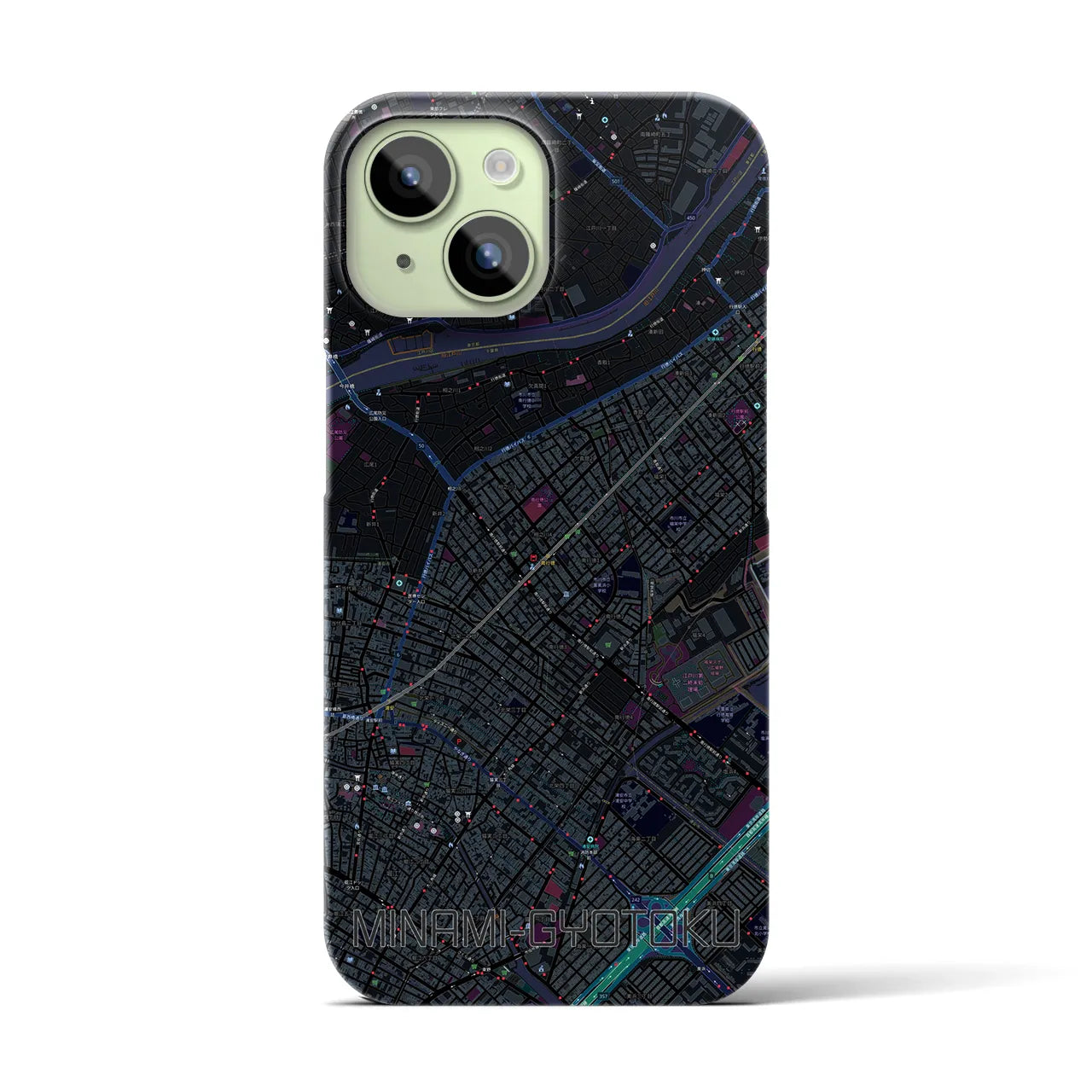 【南行徳(千葉県)】地図柄iPhoneケース(バックカバータイプ)