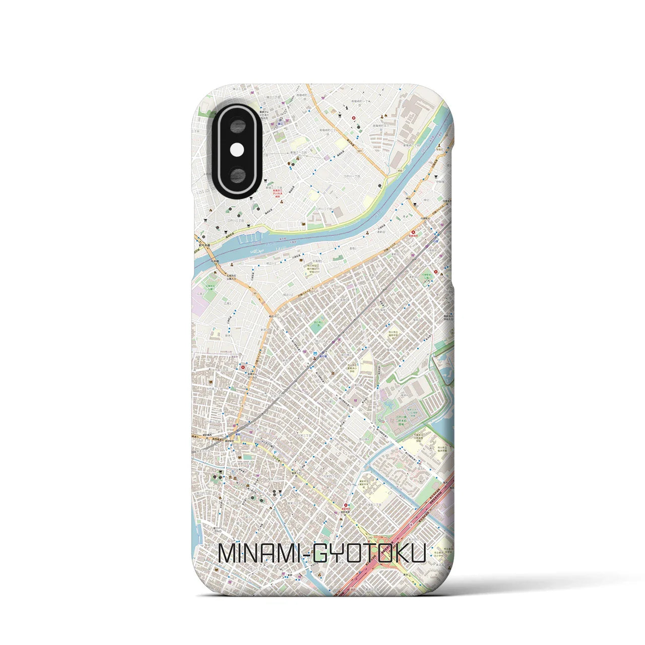 【南行徳(千葉県)】地図柄iPhoneケース(バックカバータイプ)