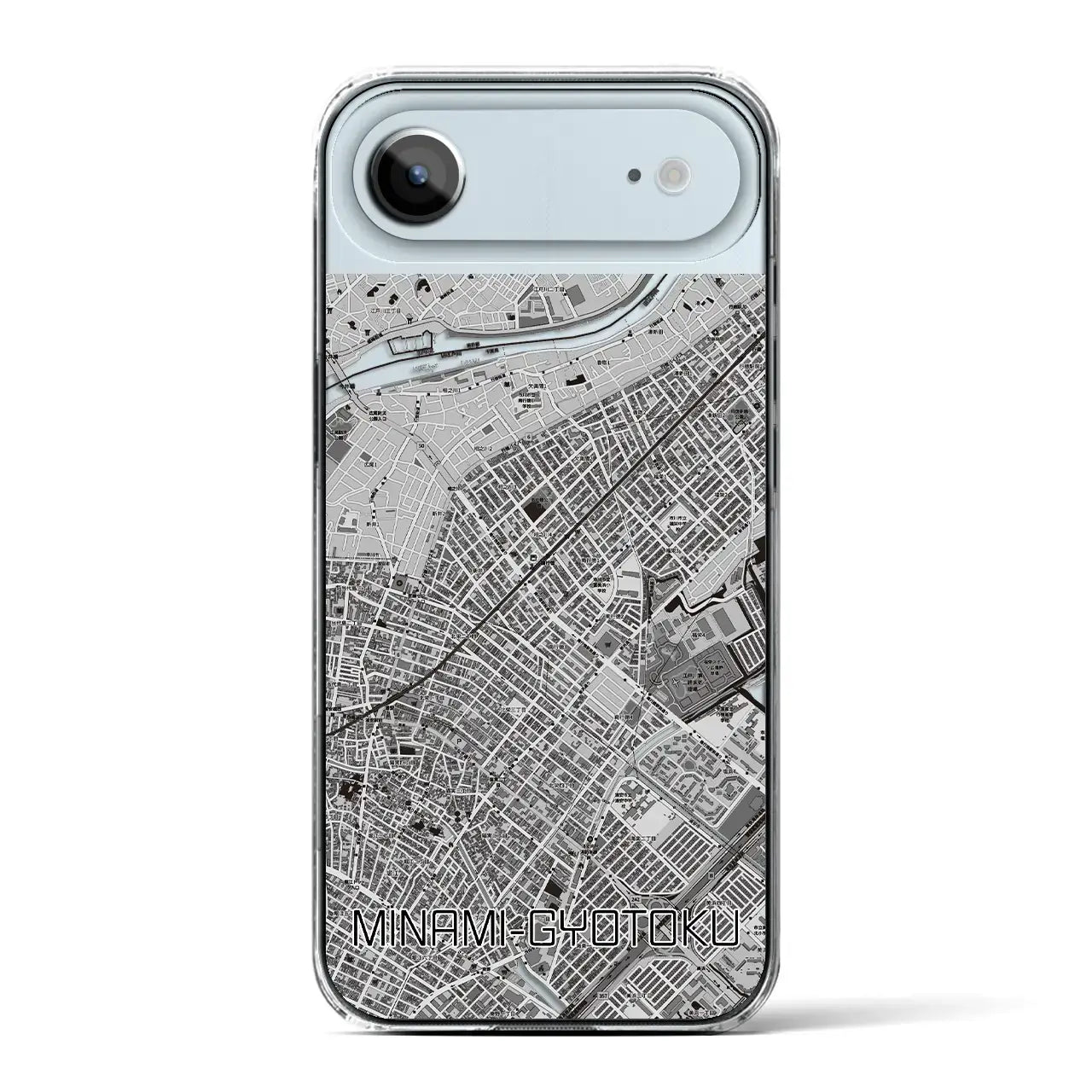 【南行徳(千葉県)】地図柄iPhoneケース(クリアタイプ)モノトーン・iPhone 17 Pro Max 用