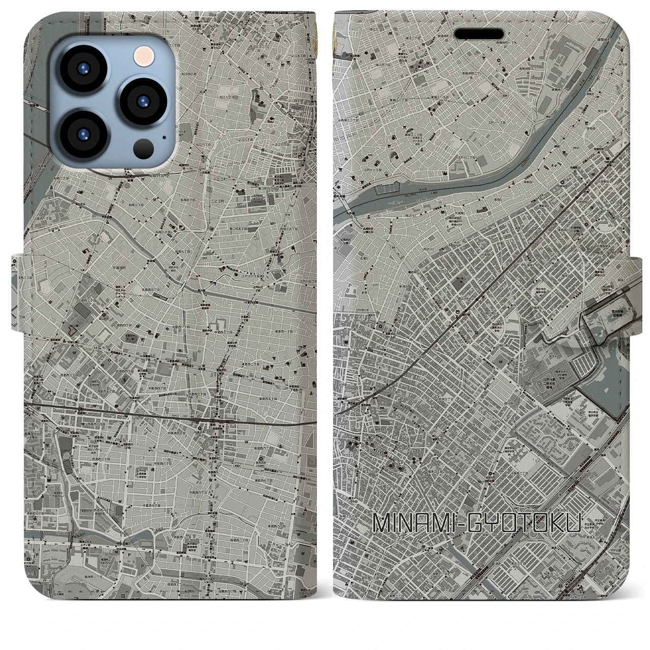 【南行徳(千葉県)】地図柄iPhoneケース(手帳タイプ)