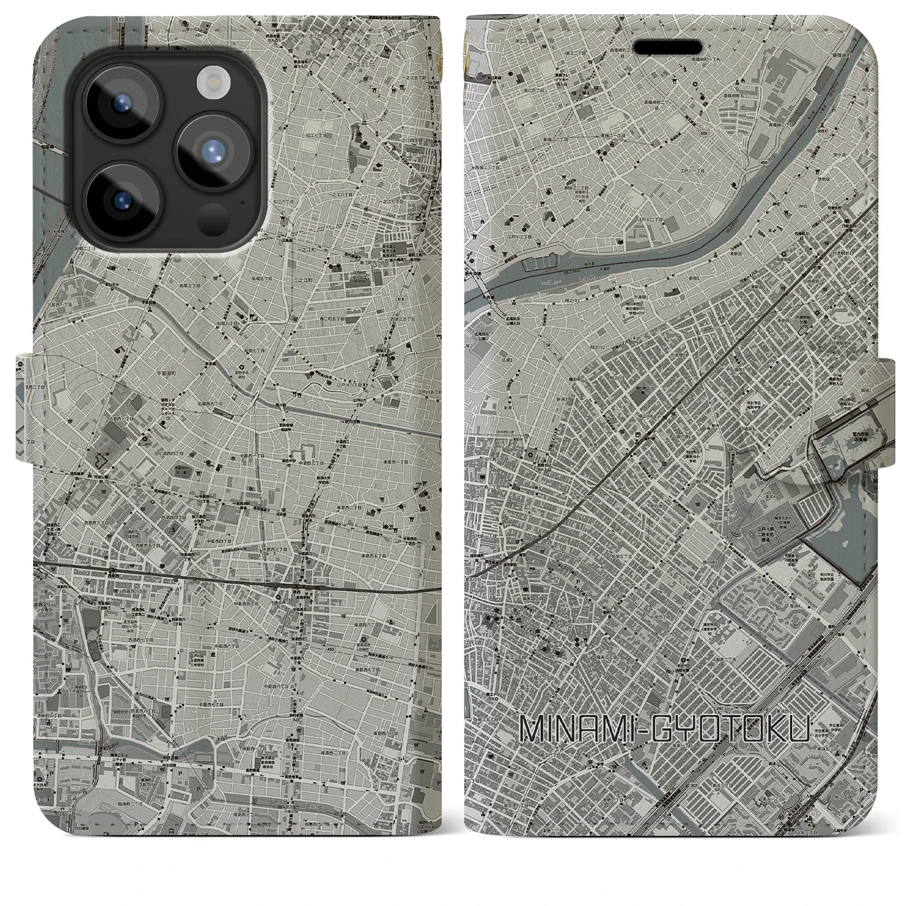 【南行徳(千葉県)】地図柄iPhoneケース(手帳タイプ)