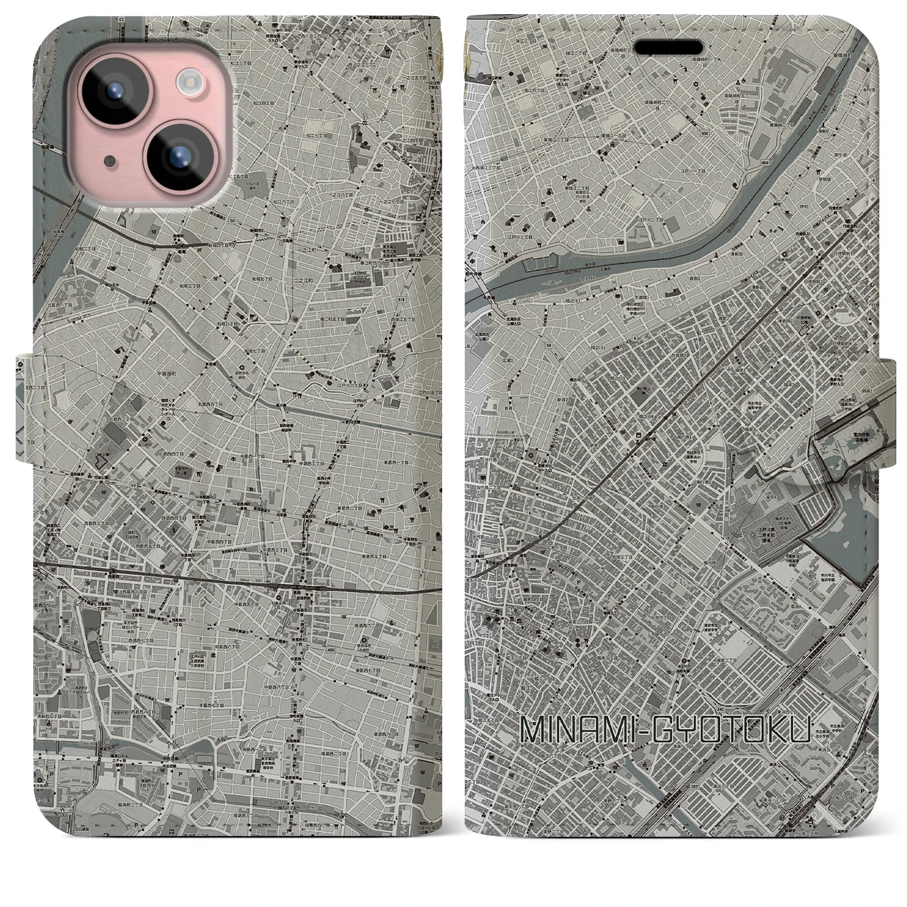 【南行徳(千葉県)】地図柄iPhoneケース(手帳タイプ)