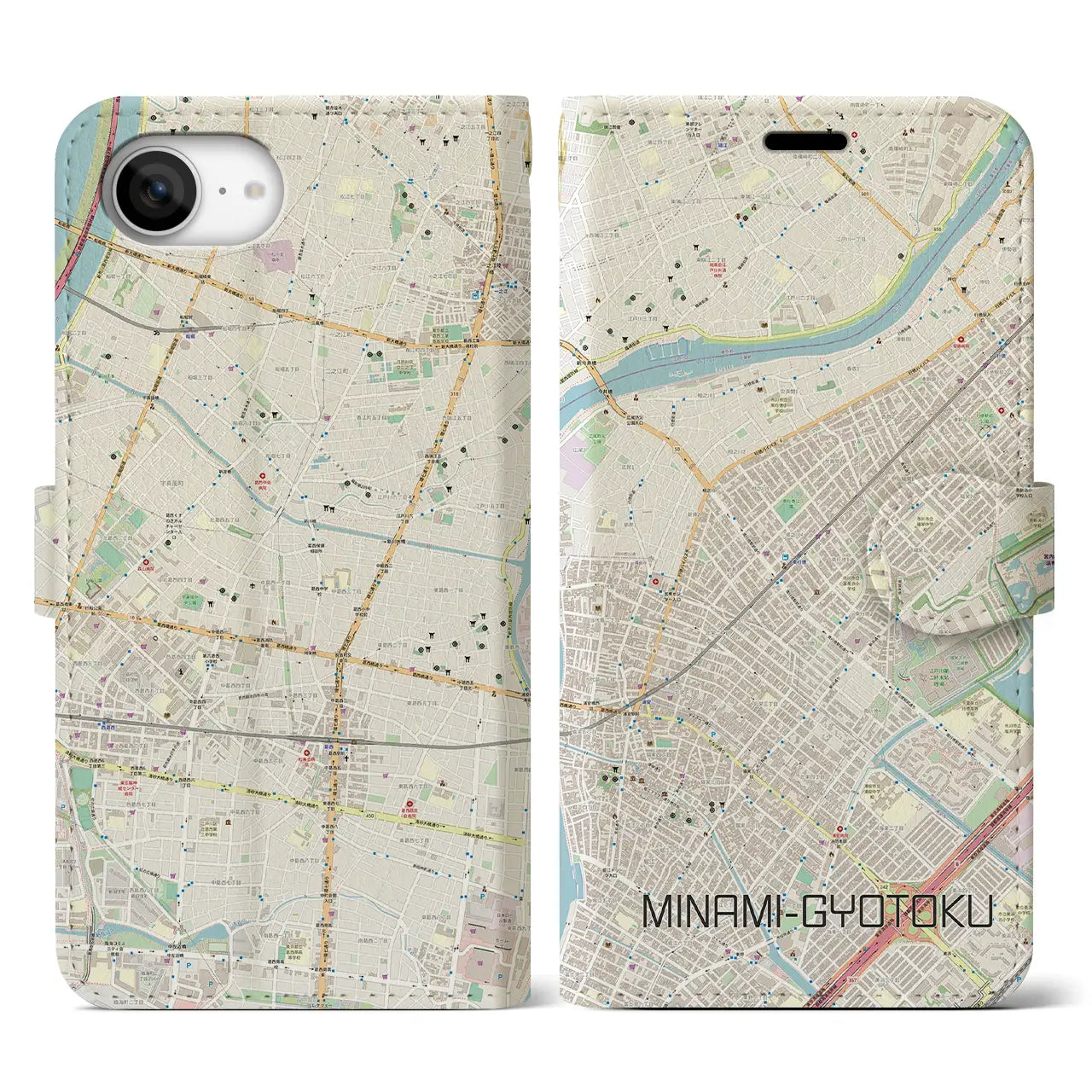 【南行徳(千葉県)】地図柄iPhoneケース(手帳タイプ)